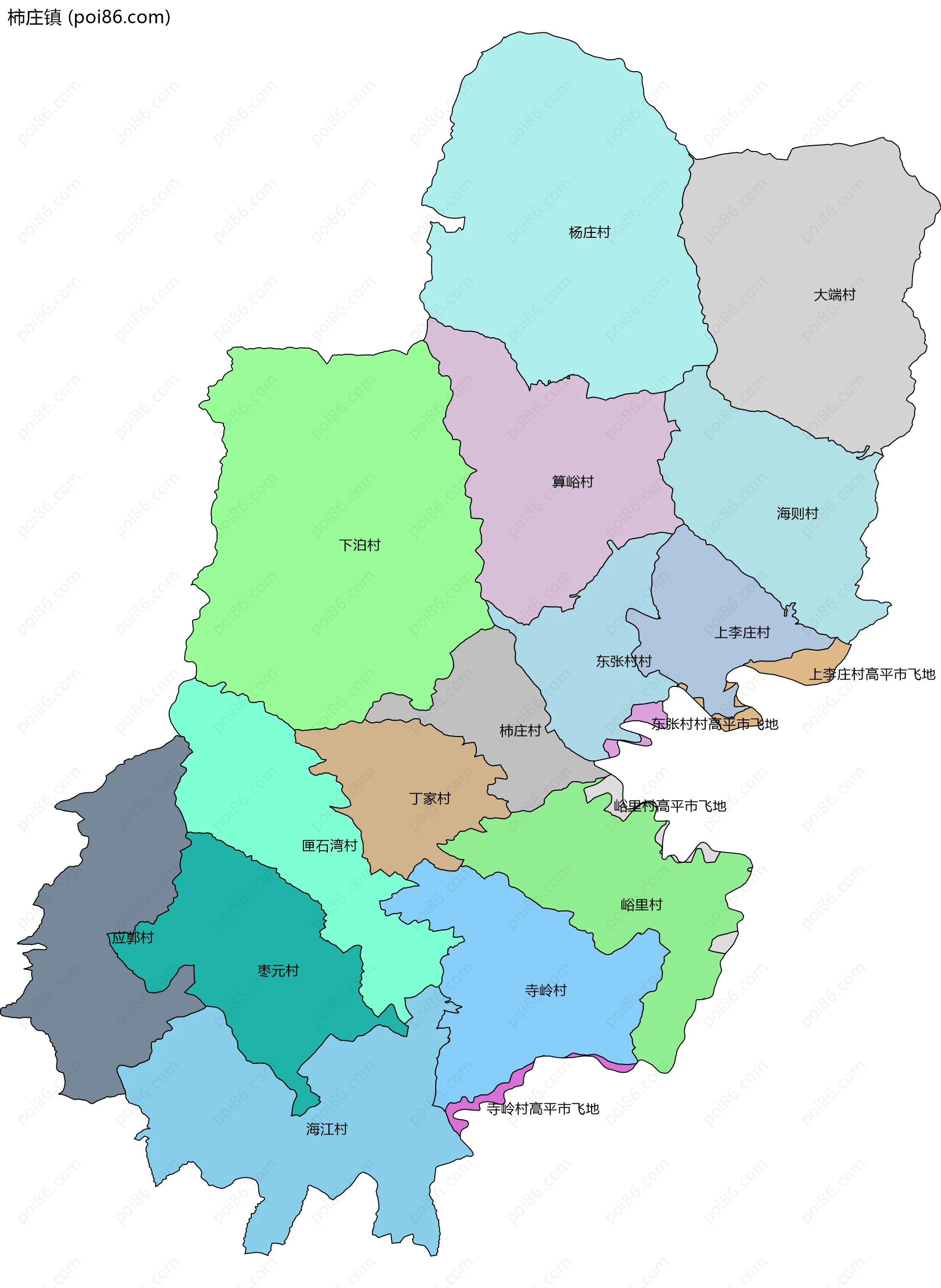 柿庄镇边界地图(五级行政区划)