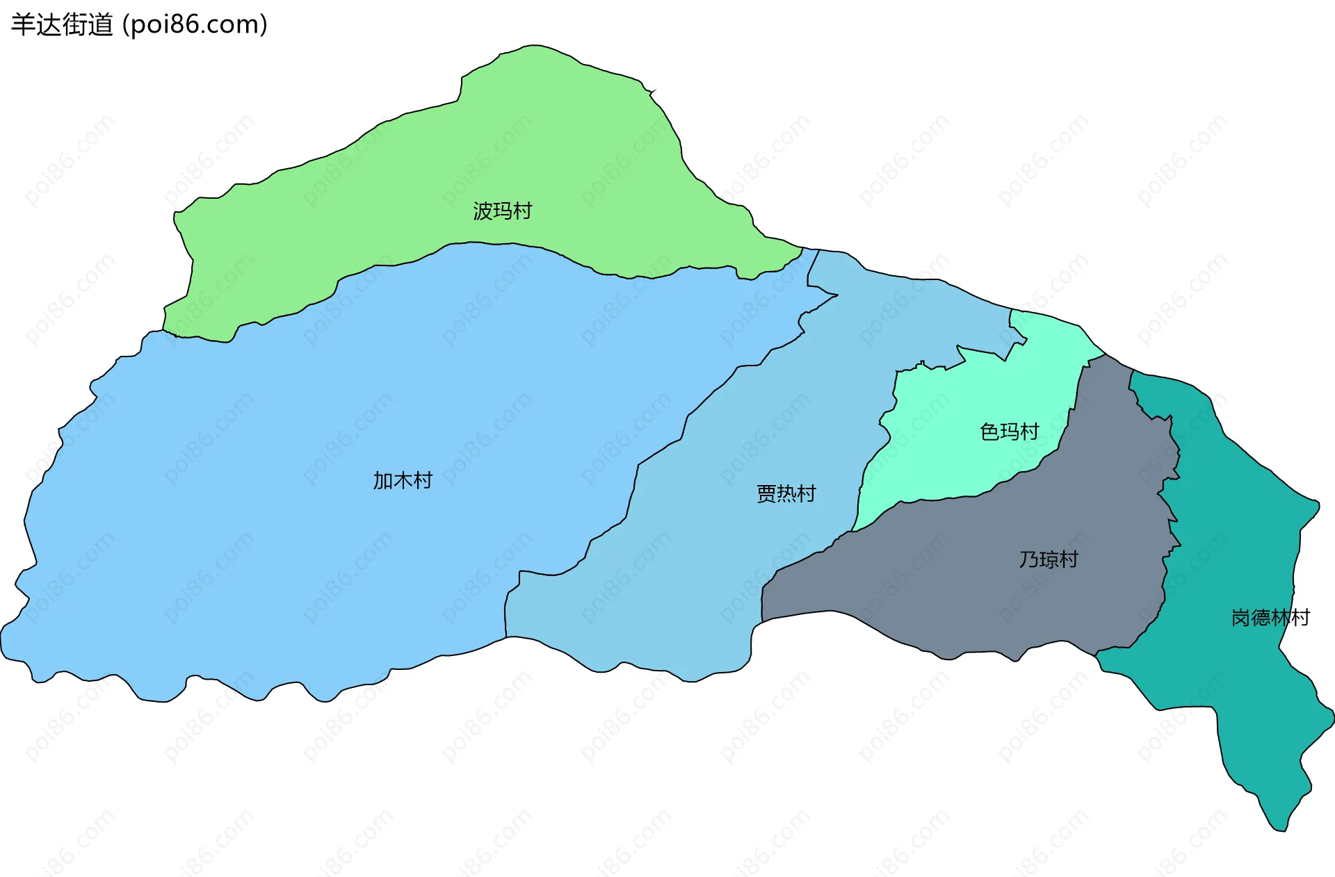 羊达街道边界地图(五级行政区划)
