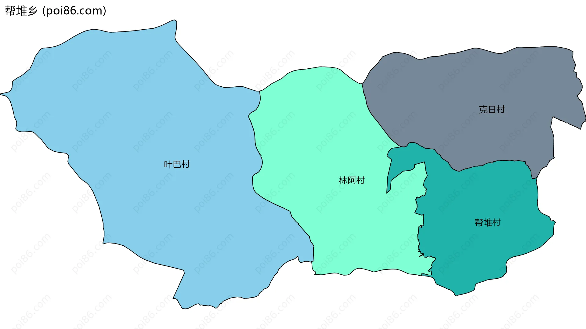 帮堆乡边界地图(五级行政区划)