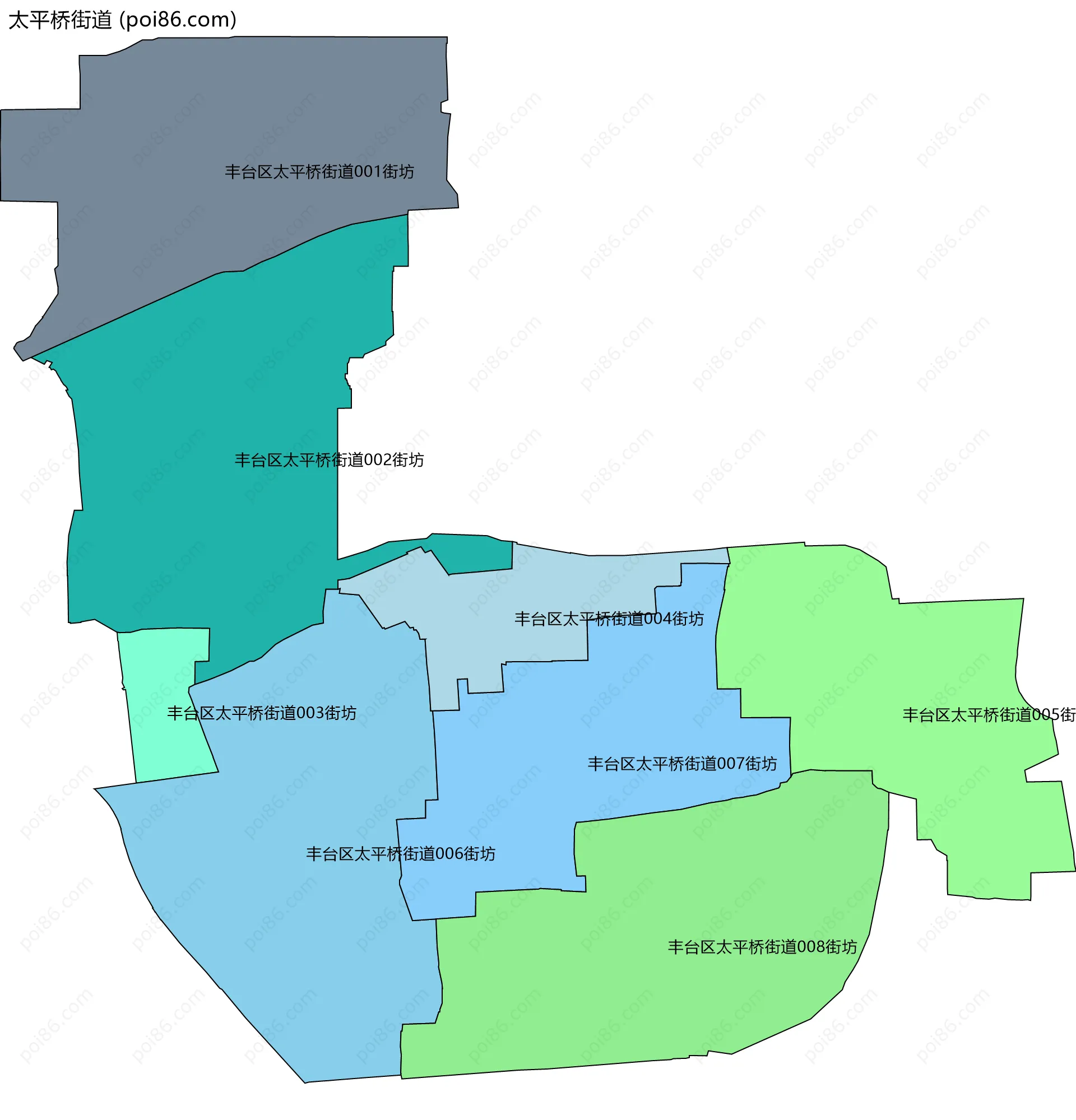 太平桥街道边界地图(五级行政区划)