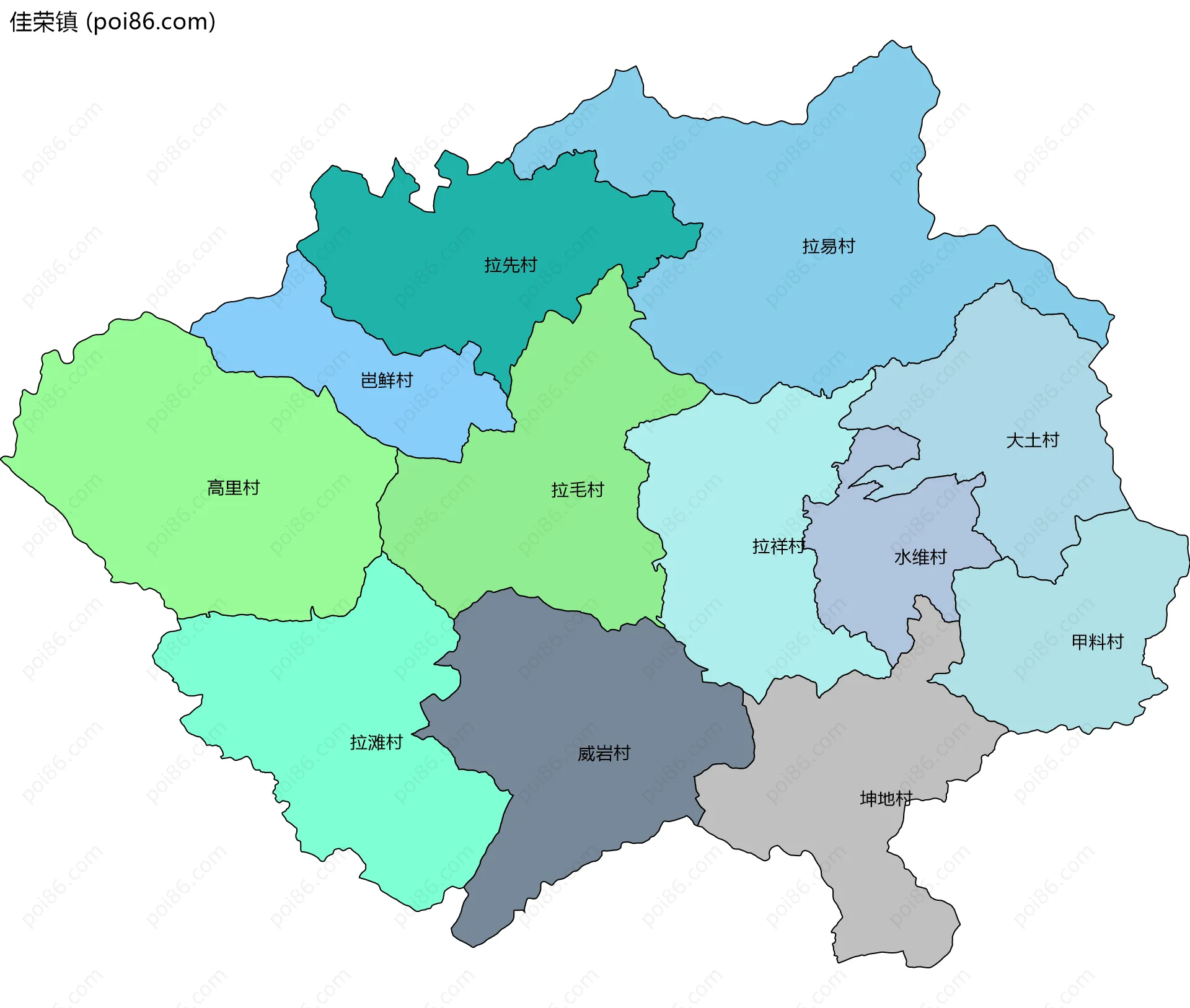 佳荣镇边界地图(五级行政区划)