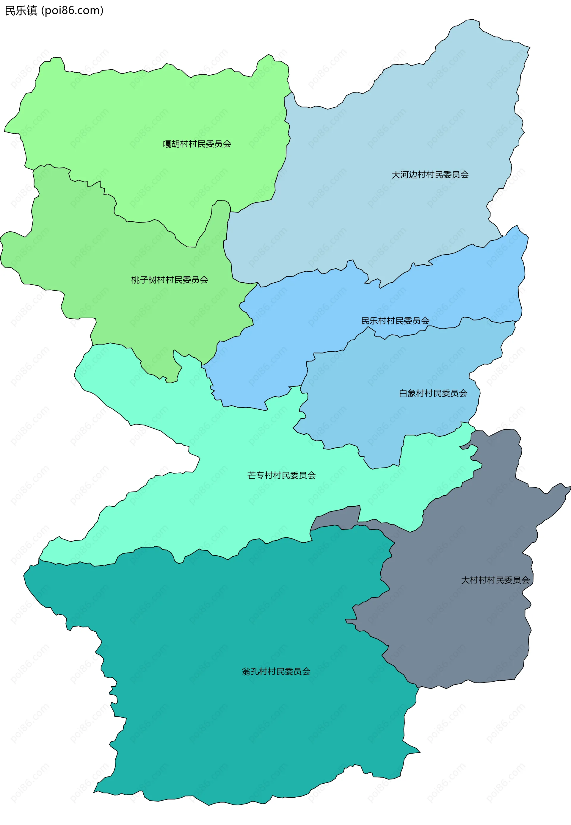 民乐镇边界地图(五级行政区划)