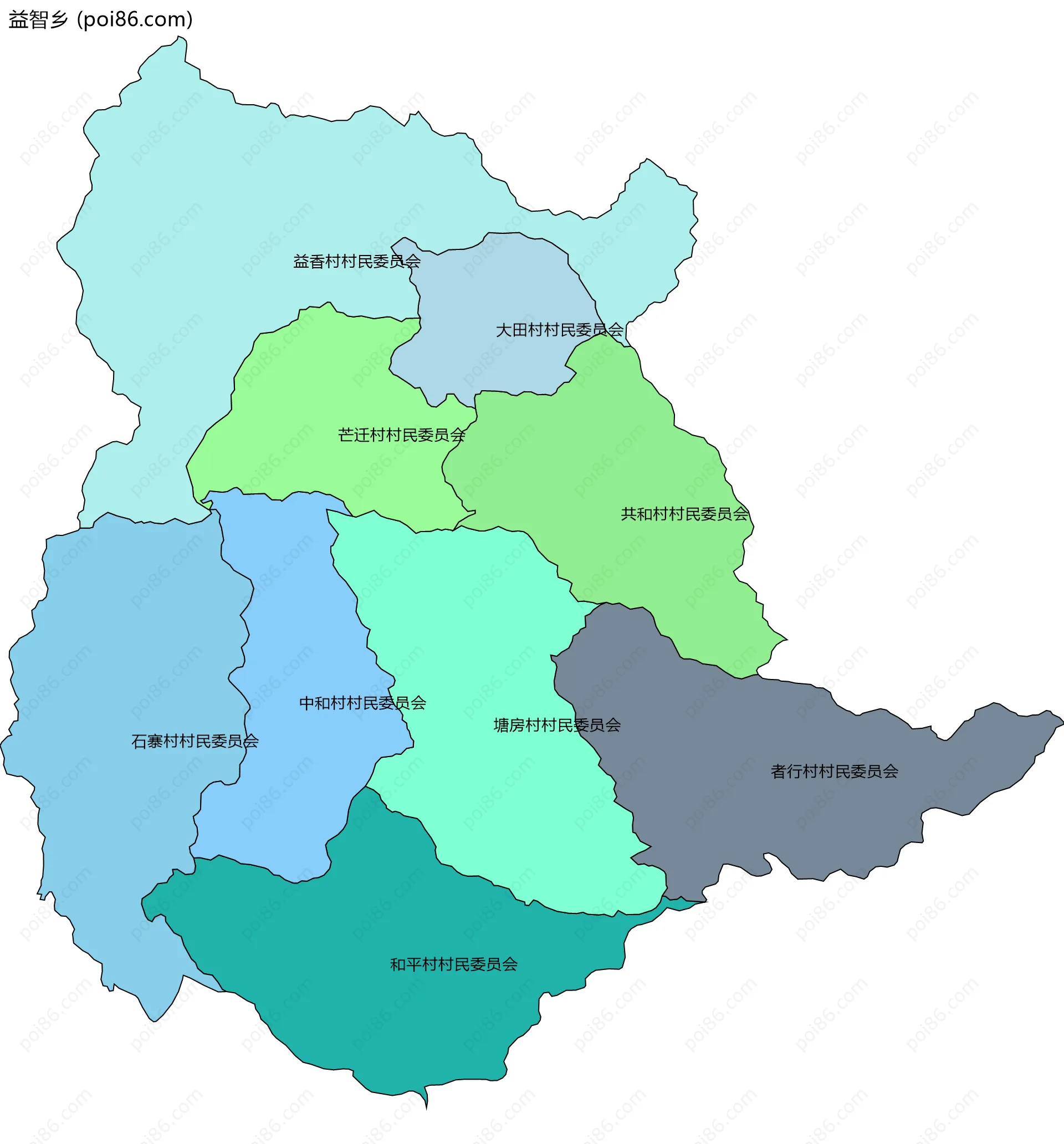 益智乡边界地图(五级行政区划)