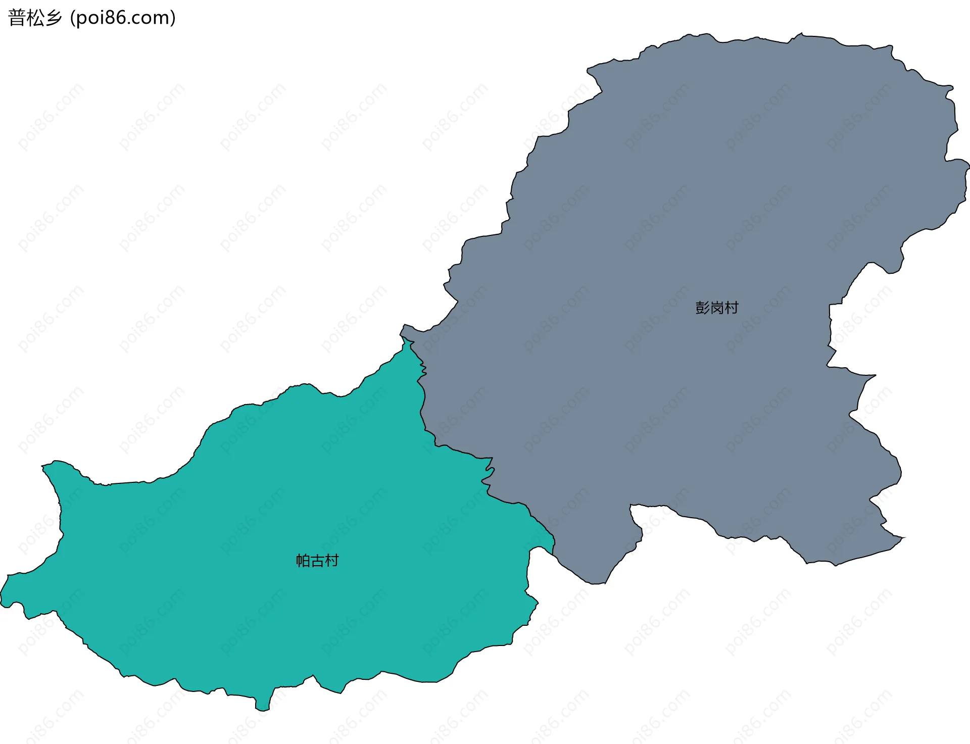 普松乡边界地图(五级行政区划)
