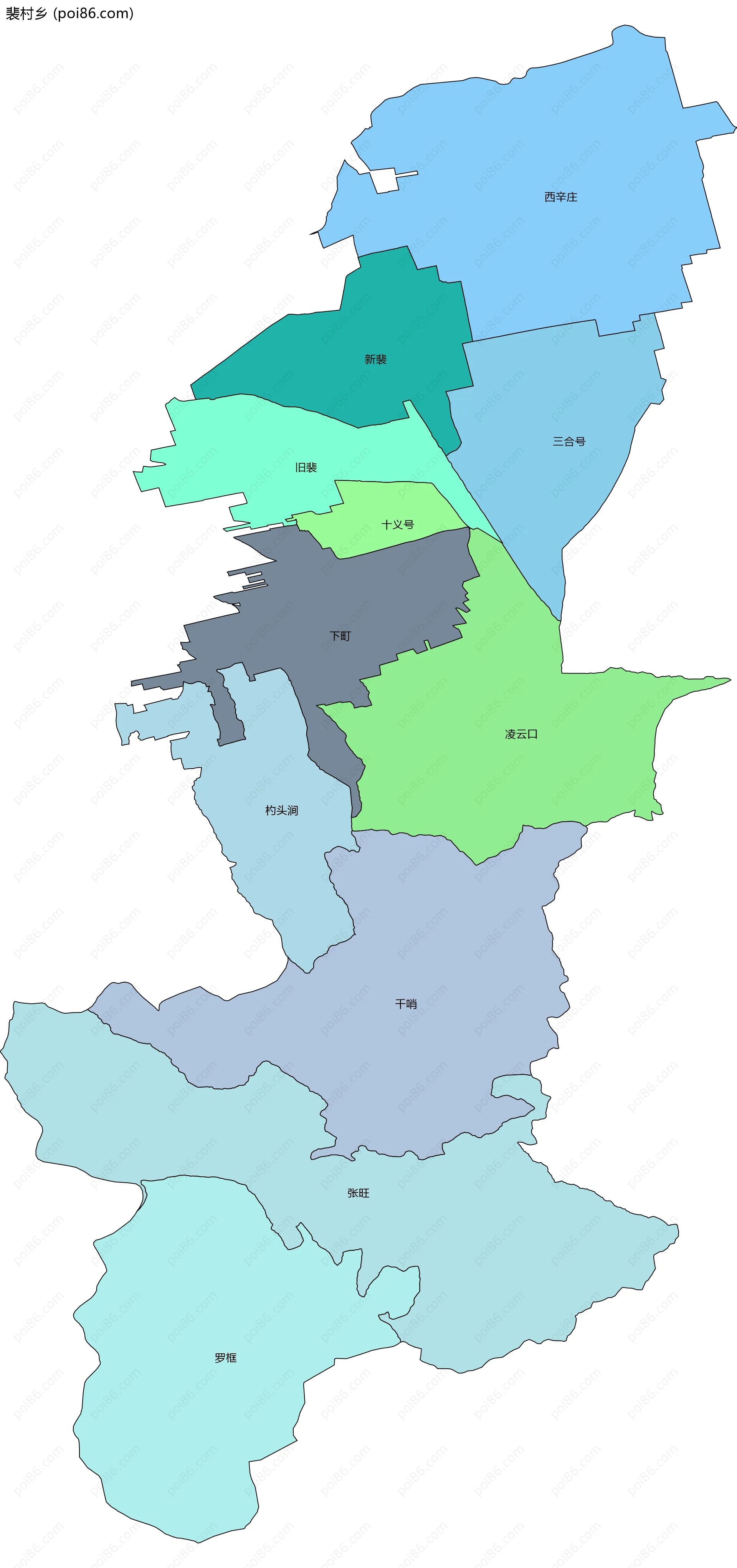 裴村乡边界地图(五级行政区划)