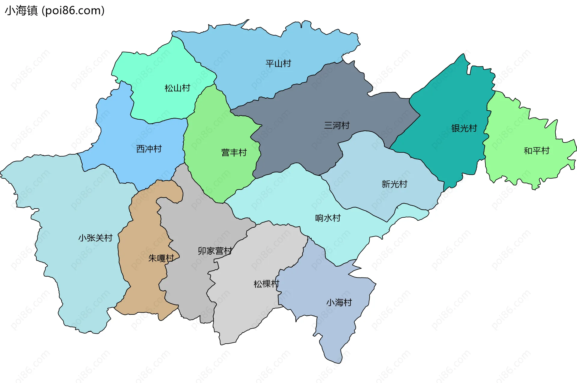 小海镇边界地图(五级行政区划)