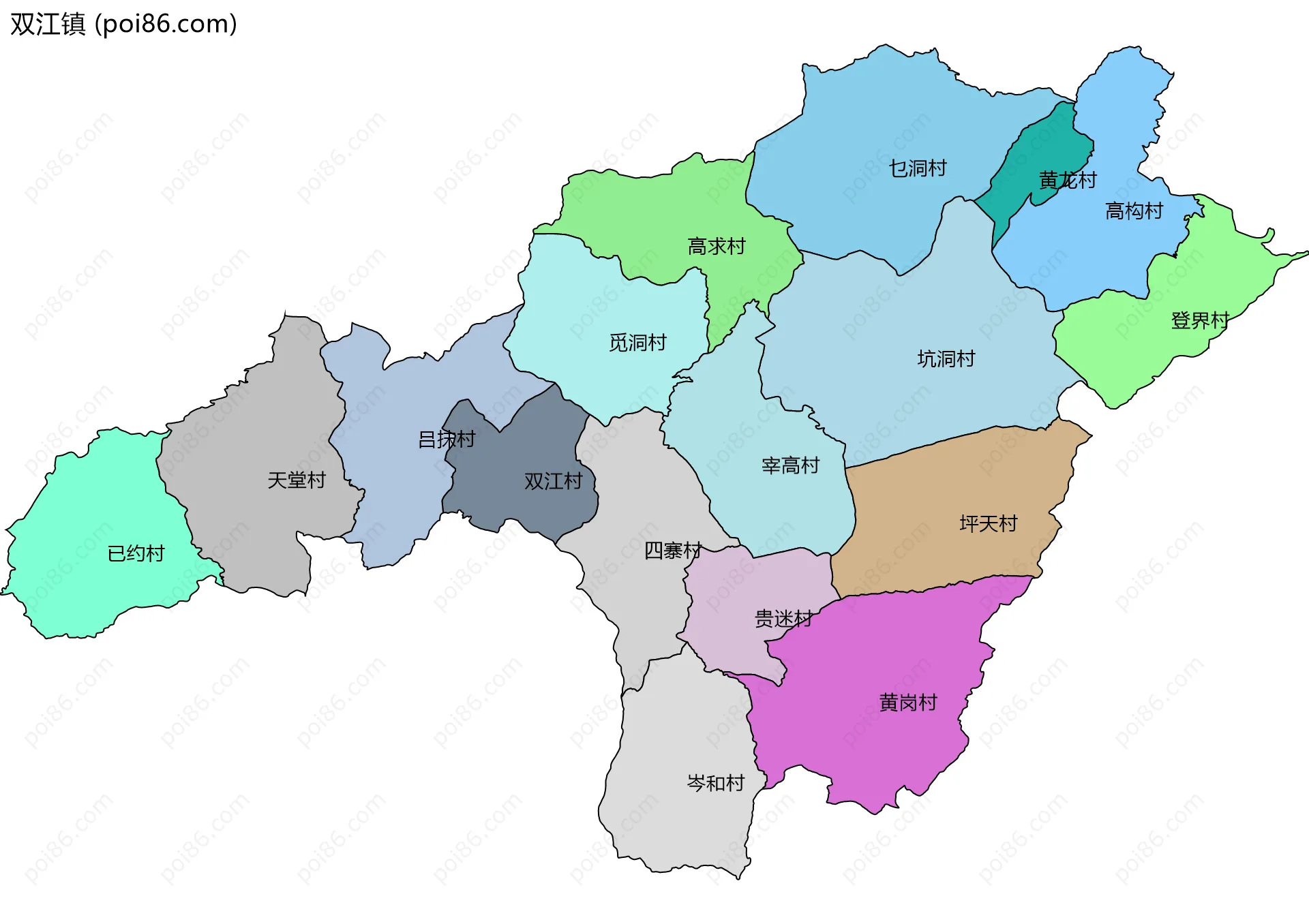 双江镇边界地图(五级行政区划)