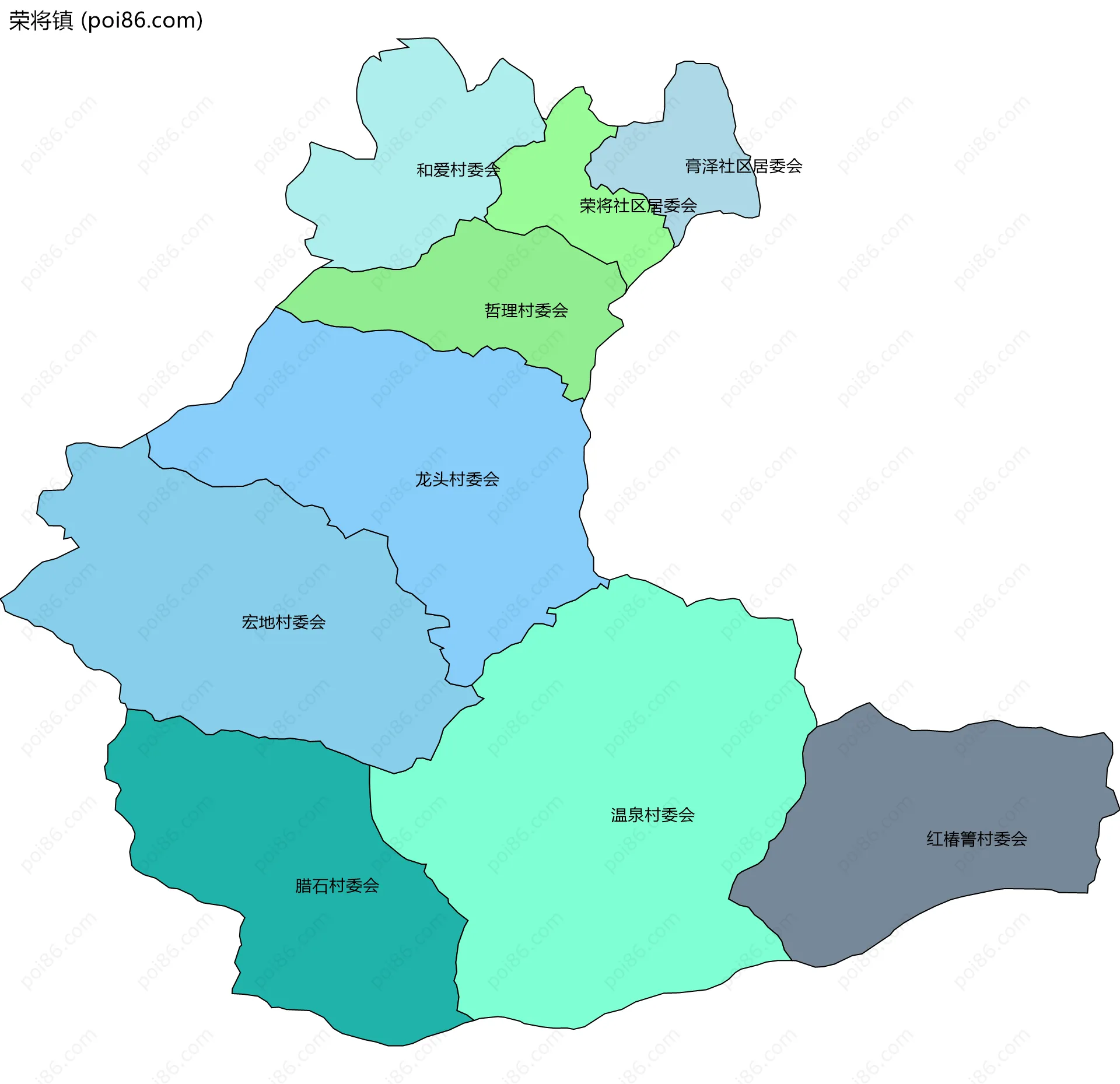 荣将镇边界地图(五级行政区划)