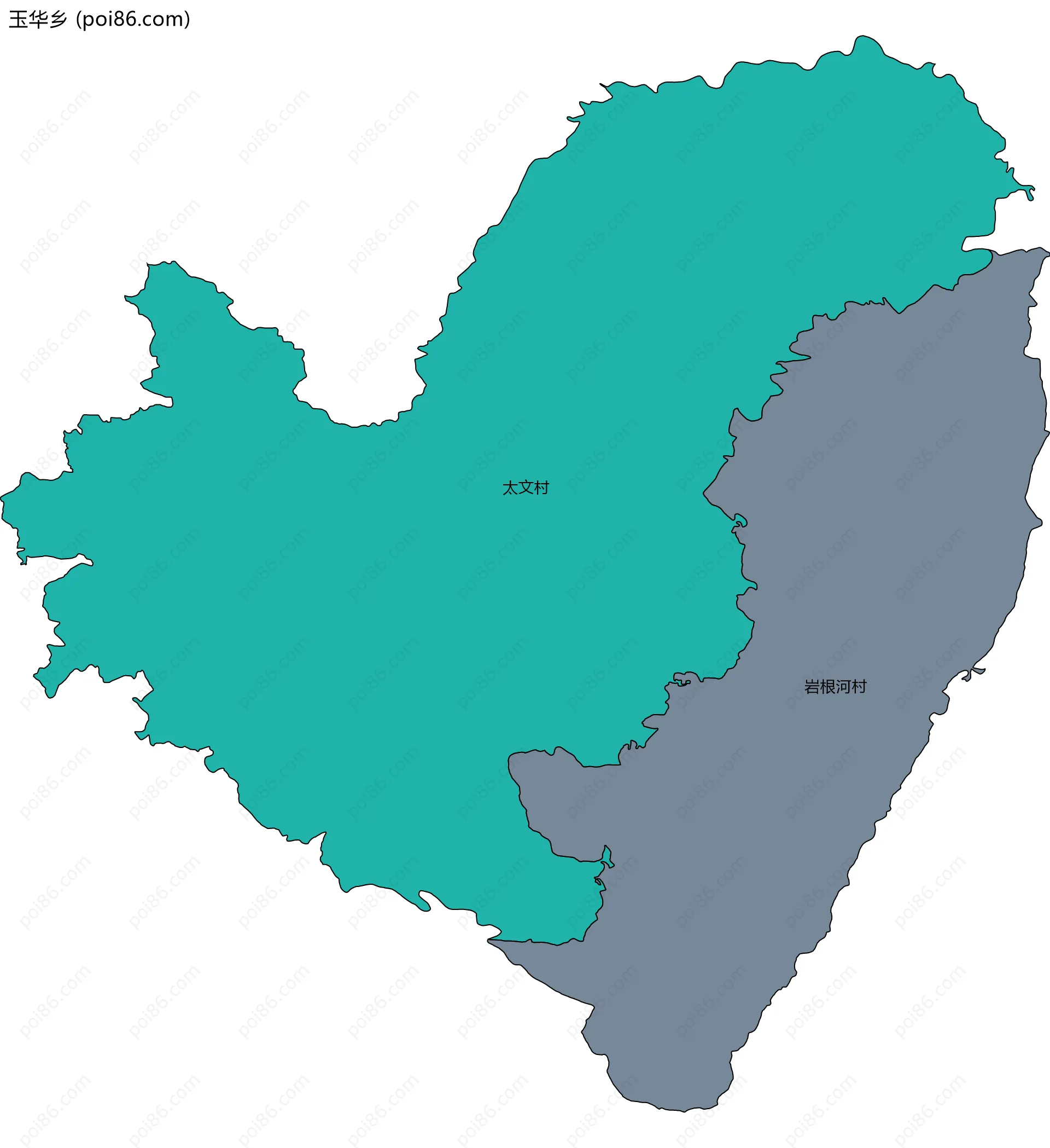 玉华乡边界地图(五级行政区划)