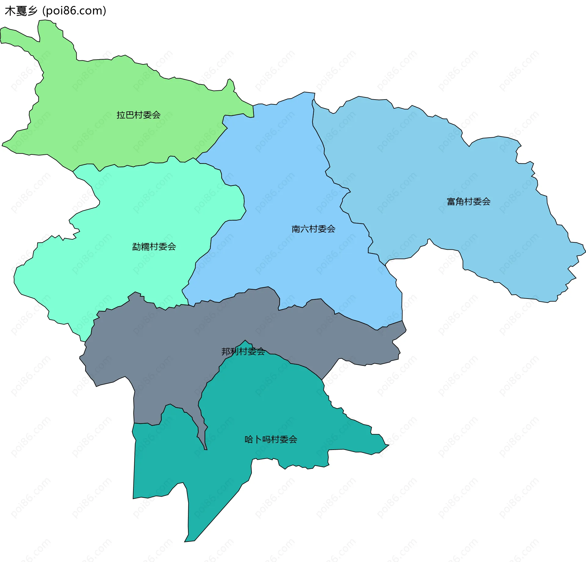 木戛乡边界地图(五级行政区划)