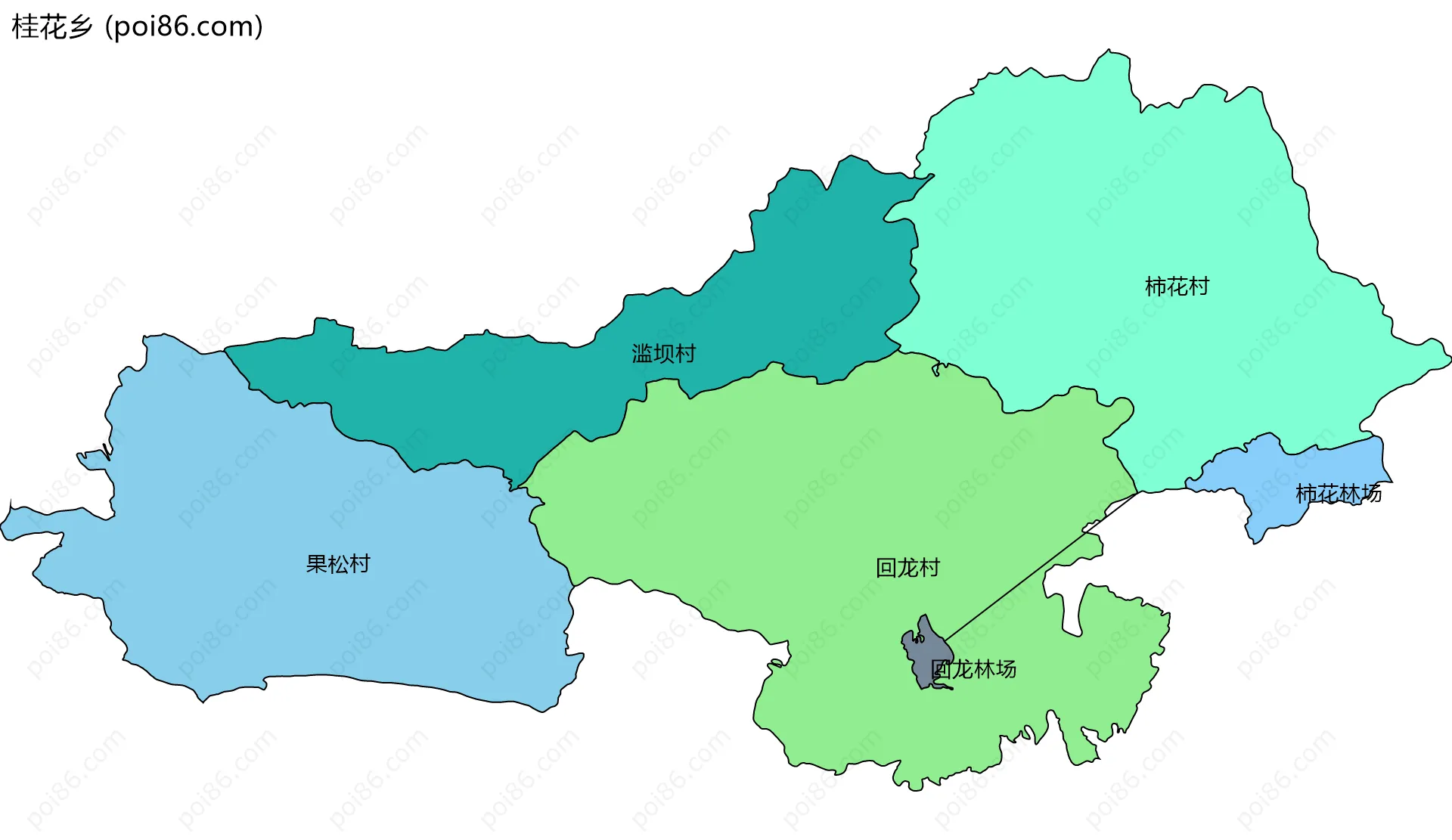 桂花乡边界地图(五级行政区划)