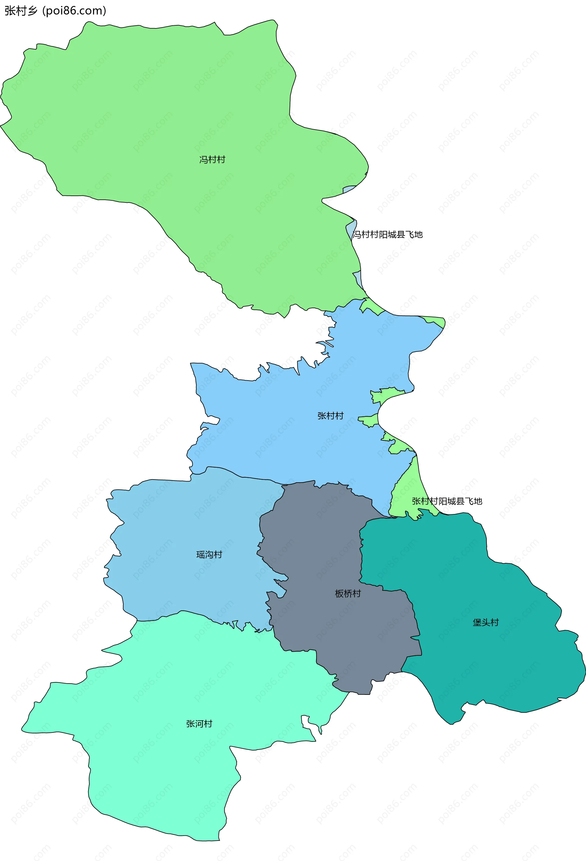 张村乡边界地图(五级行政区划)