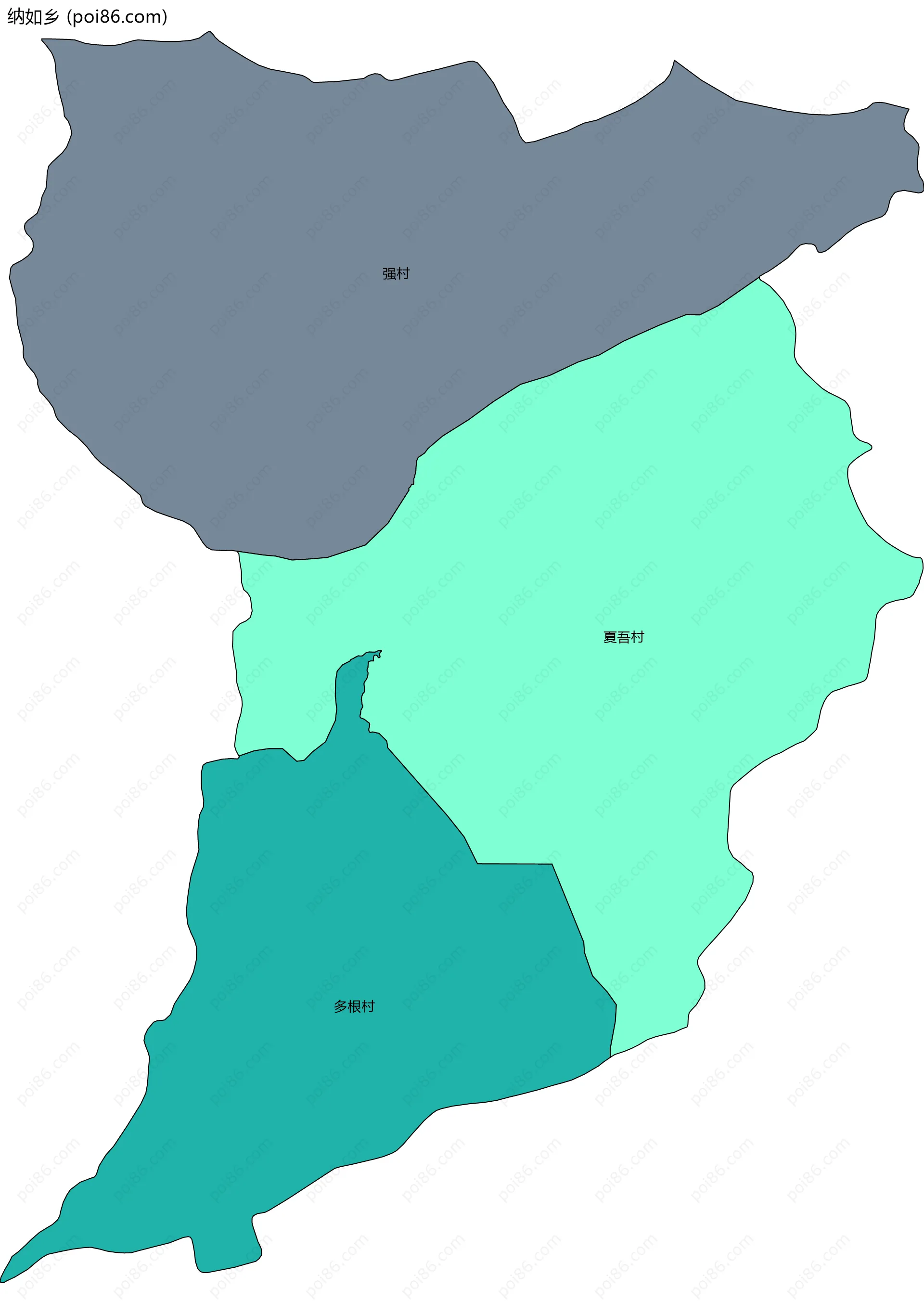 纳如乡边界地图(五级行政区划)