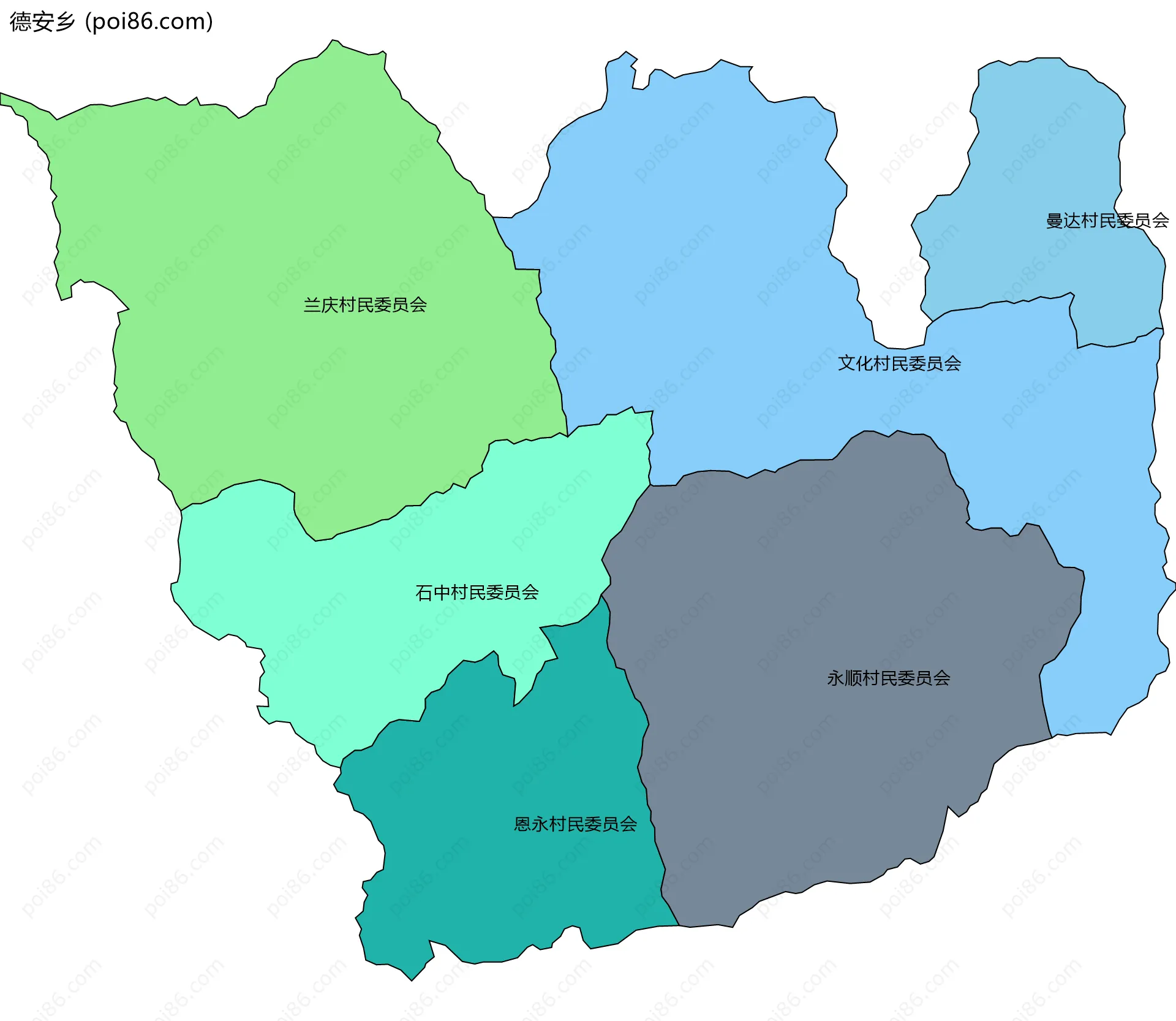 德安乡边界地图(五级行政区划)