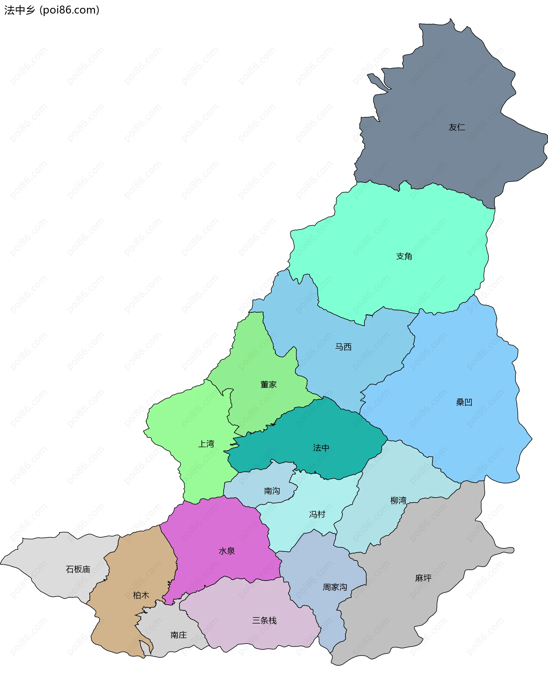 法中乡边界地图(五级行政区划)