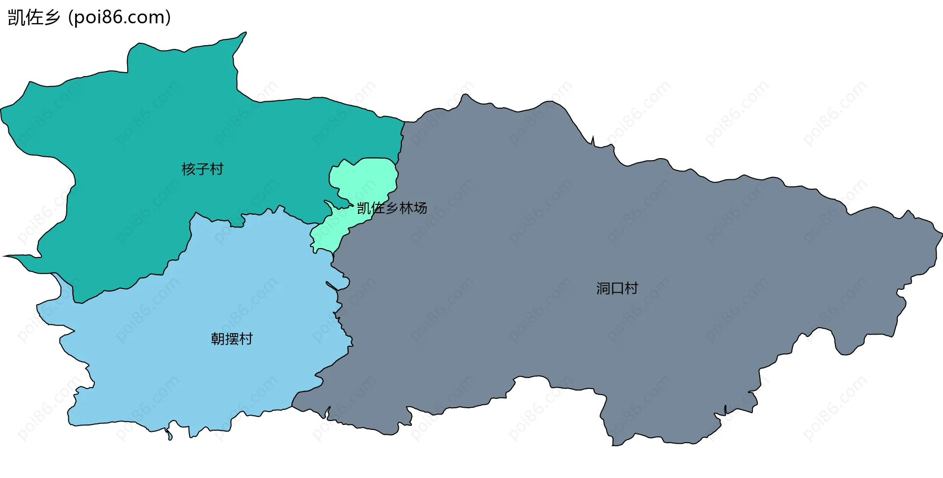 凯佐乡边界地图(五级行政区划)