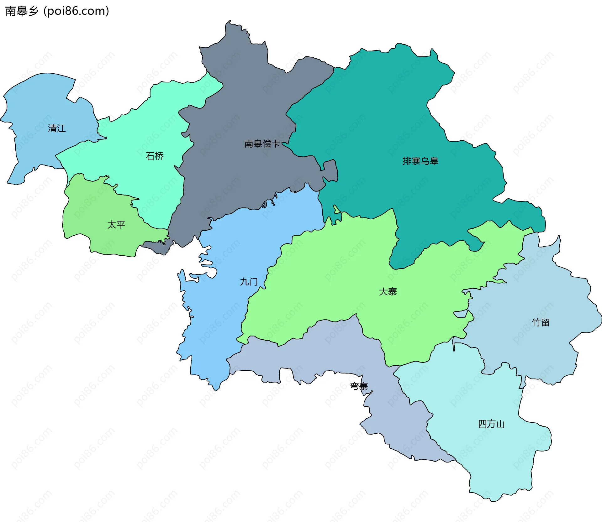 南皋乡边界地图(五级行政区划)