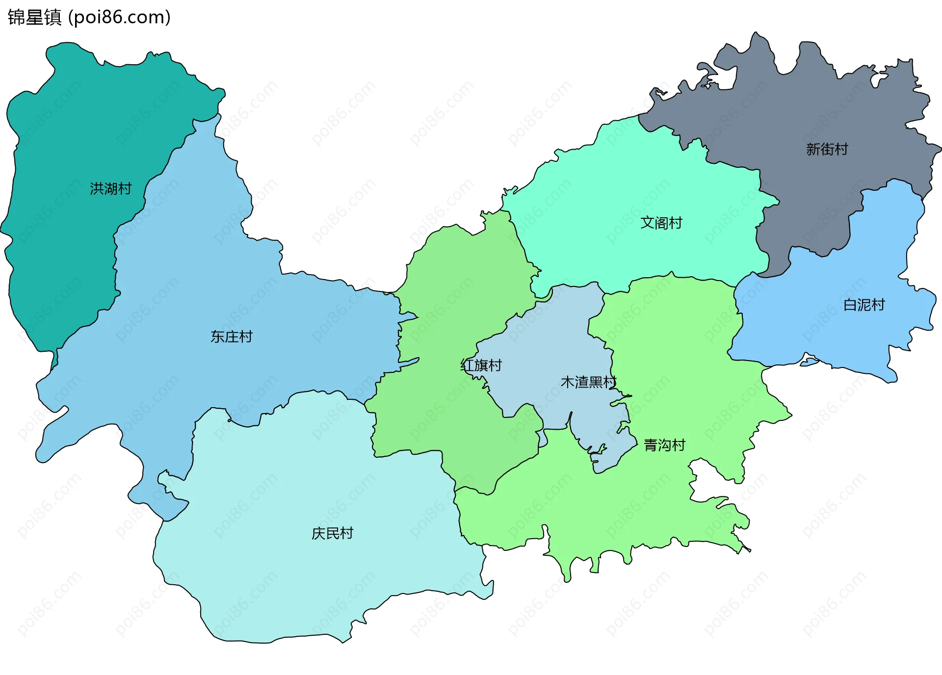 锦星镇边界地图(五级行政区划)
