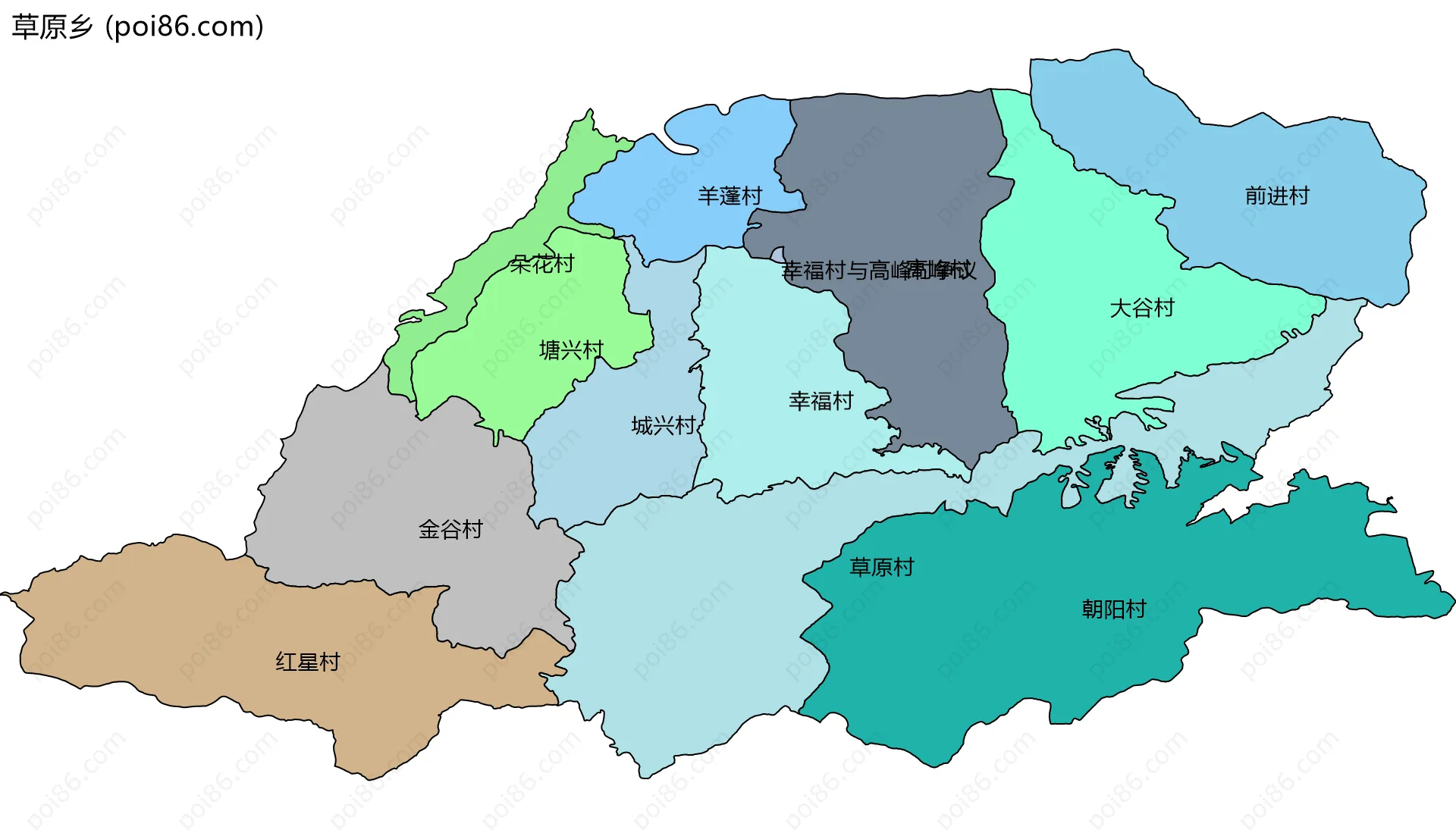 草原乡边界地图(五级行政区划)