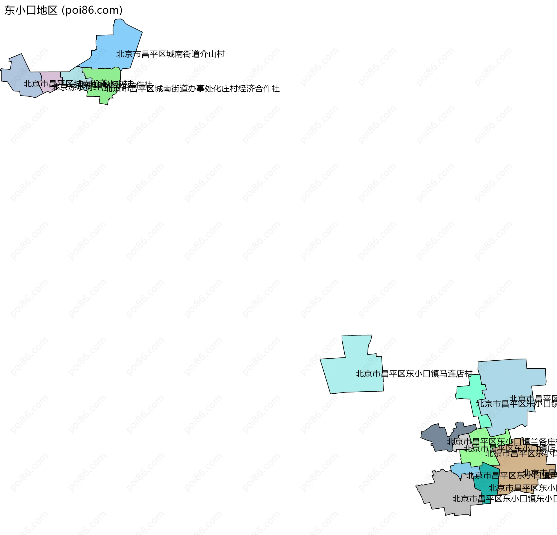东小口地区边界地图(五级行政区划)