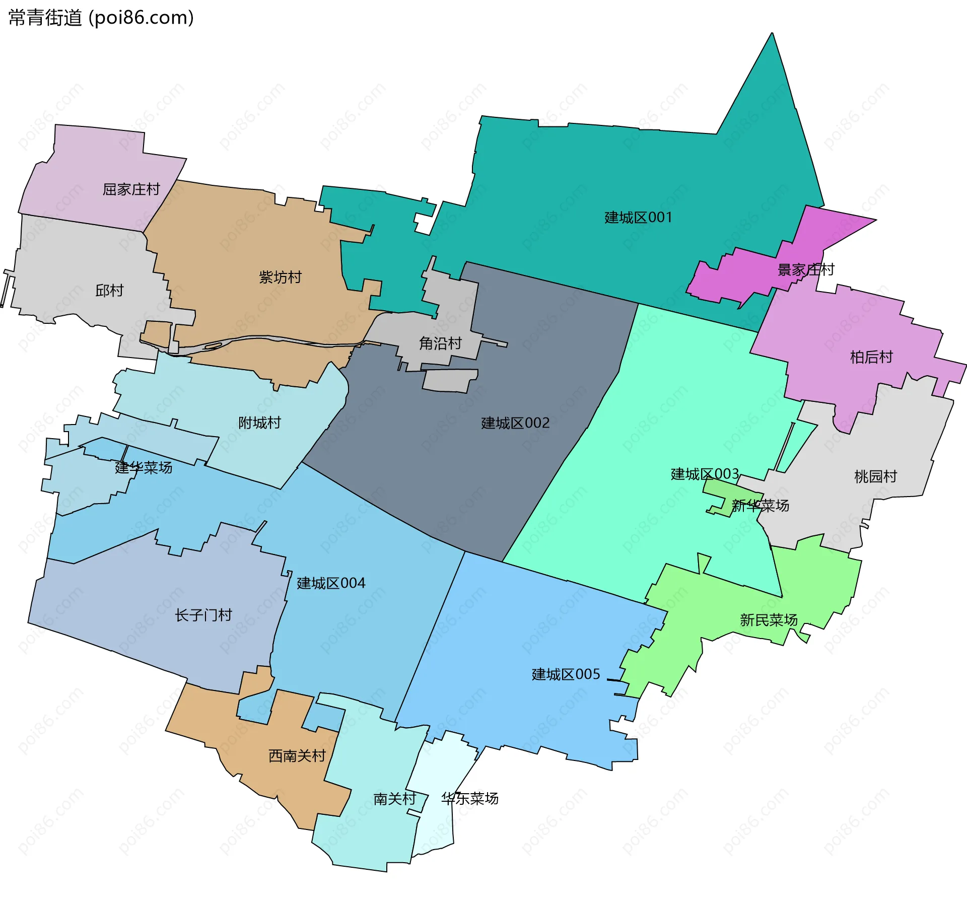 常青街道边界地图(五级行政区划)