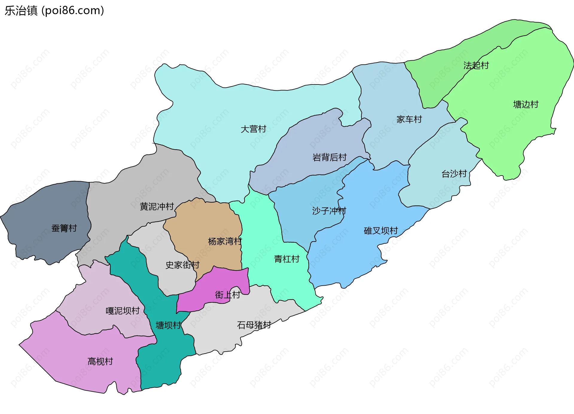 乐治镇边界地图(五级行政区划)