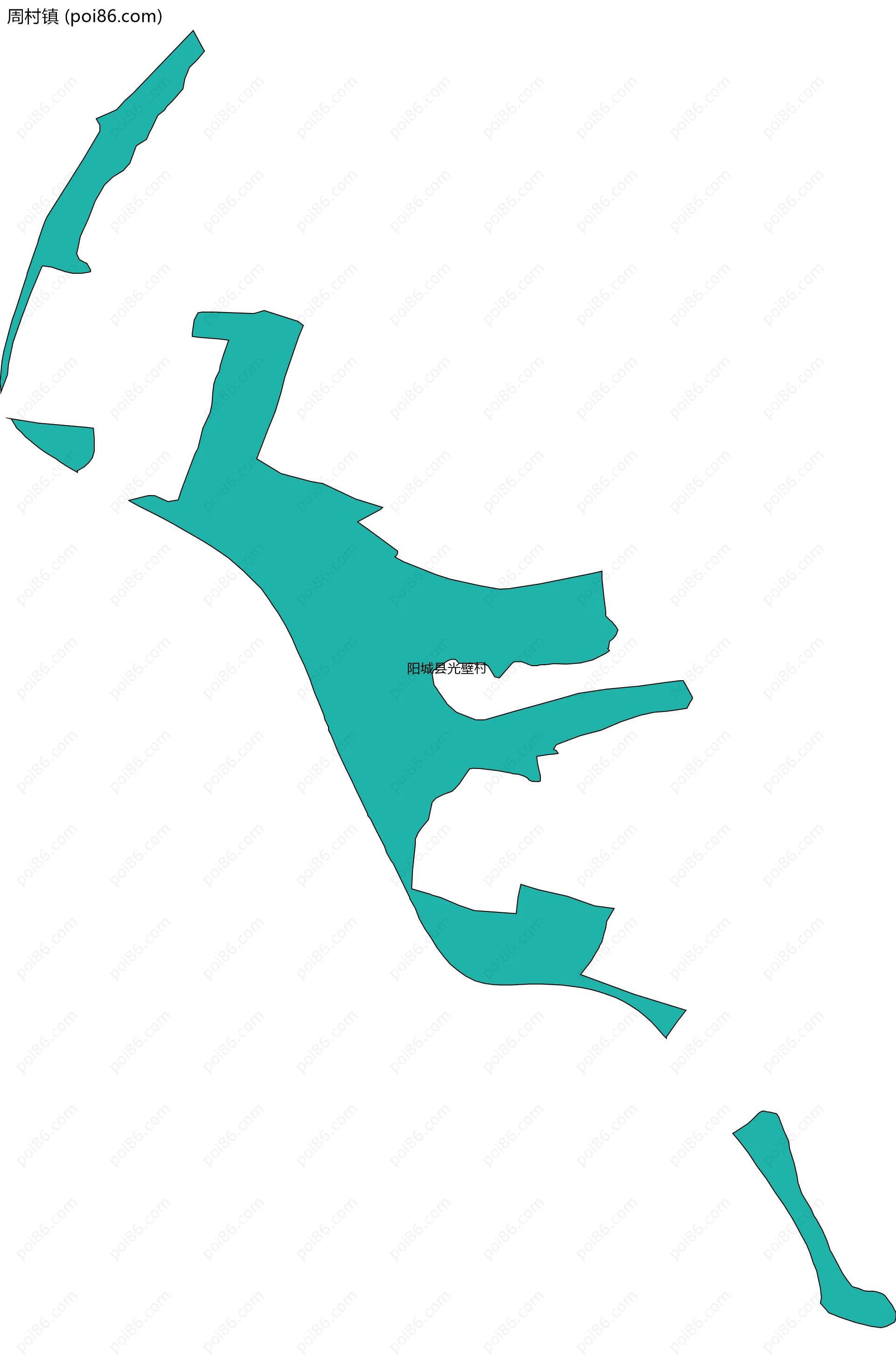 周村镇边界地图(五级行政区划)