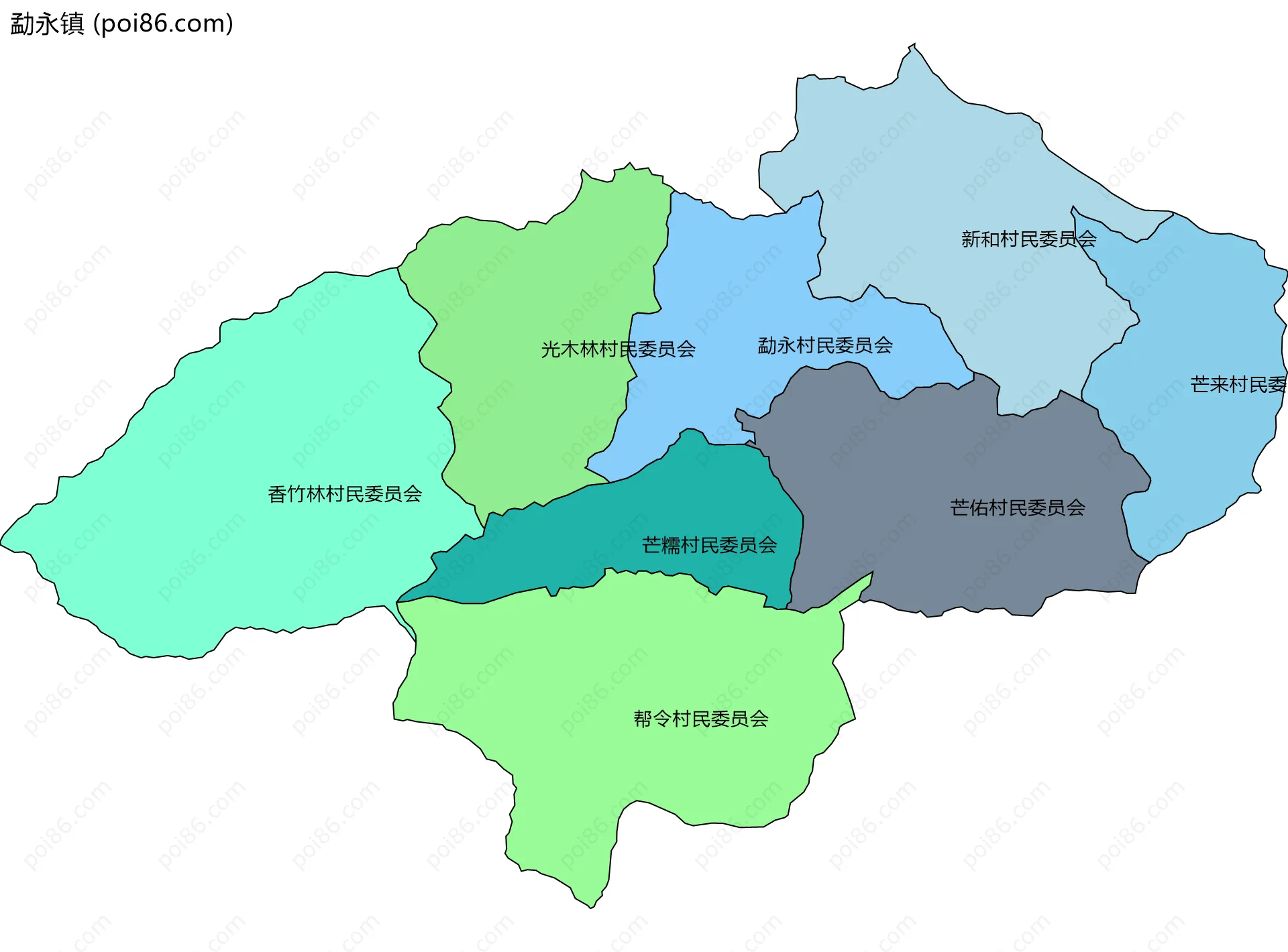 勐永镇边界地图(五级行政区划)