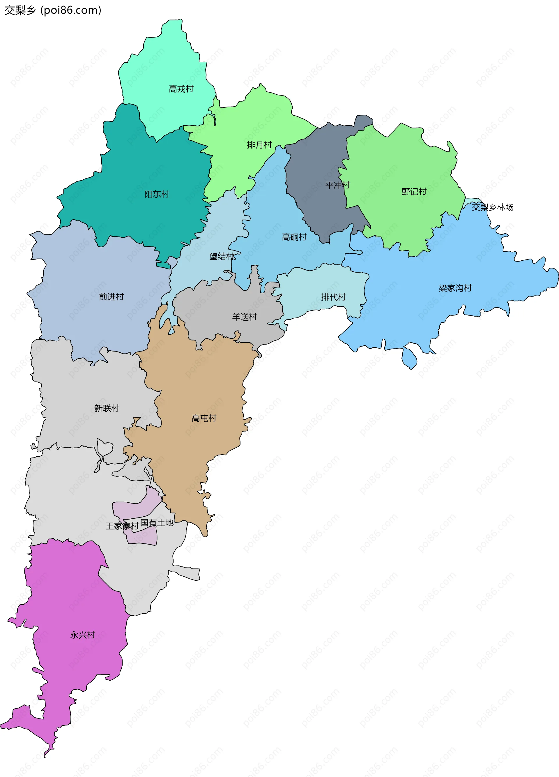 交梨乡边界地图(五级行政区划)