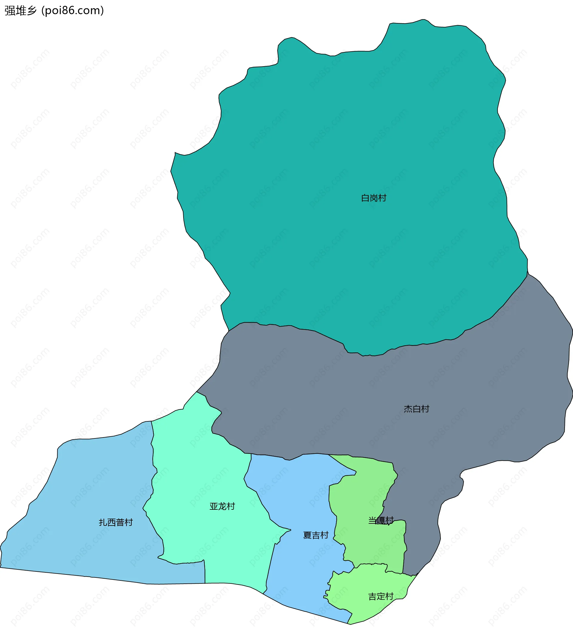 强堆乡边界地图(五级行政区划)