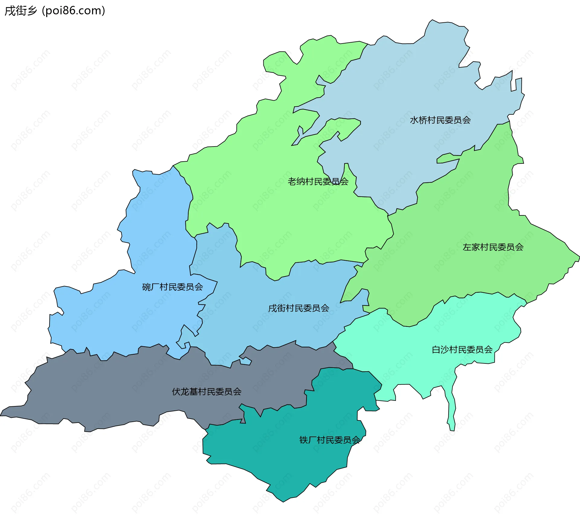 戌街乡边界地图(五级行政区划)