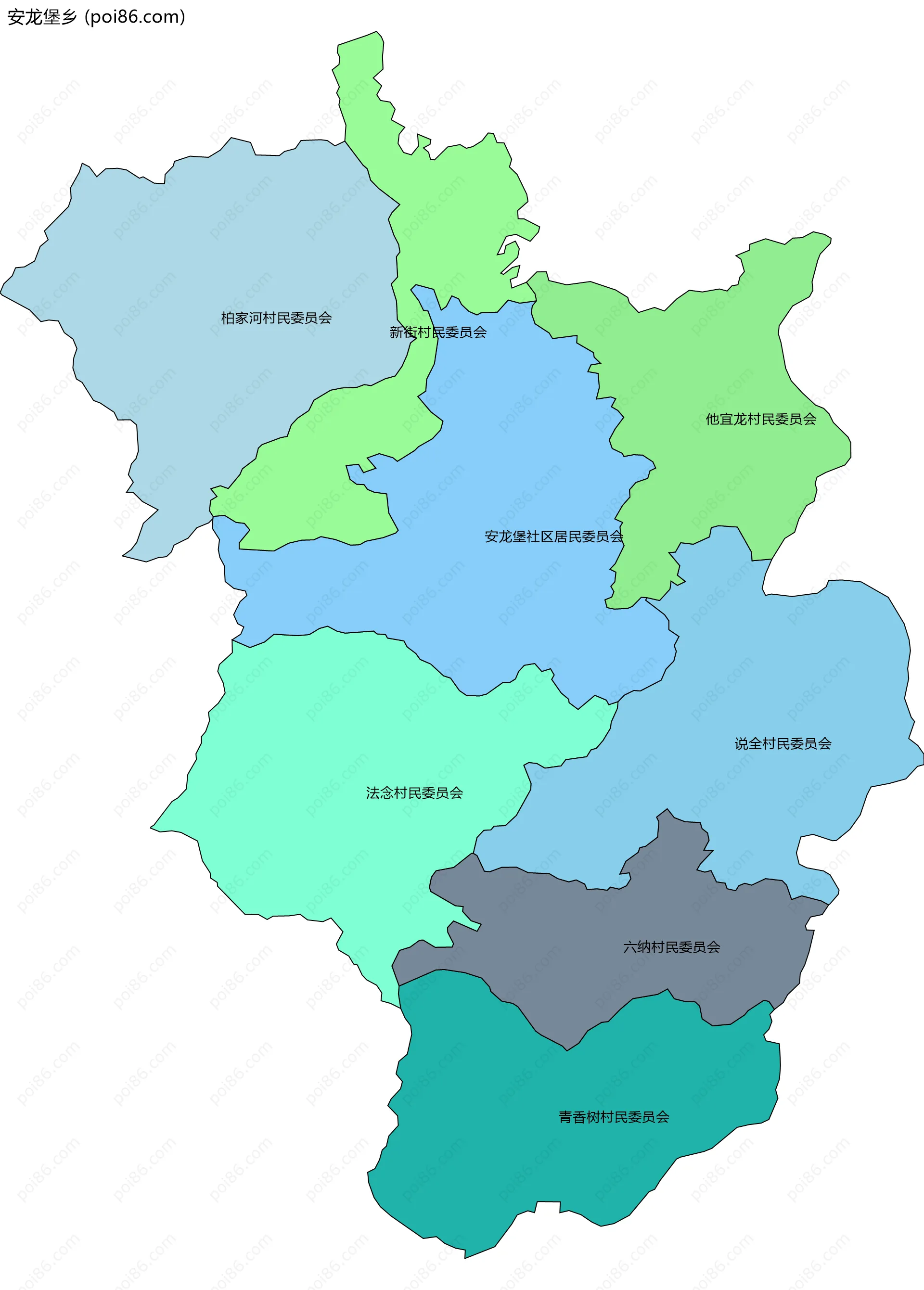 安龙堡乡边界地图(五级行政区划)