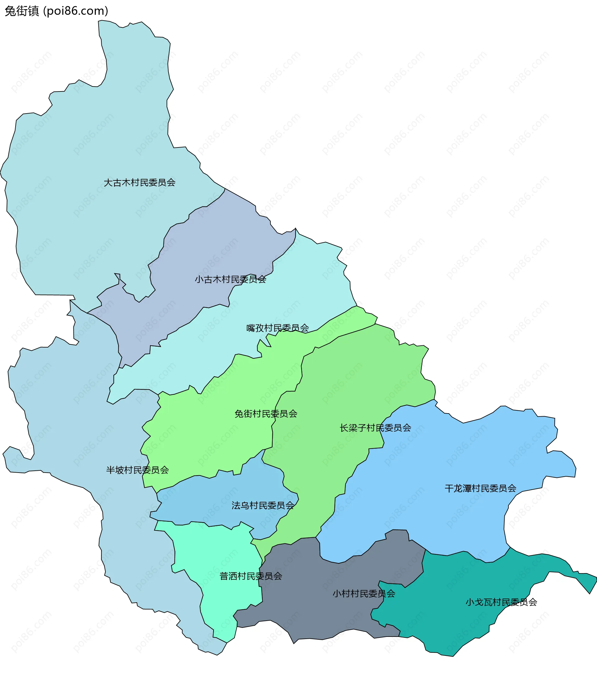 兔街镇边界地图(五级行政区划)