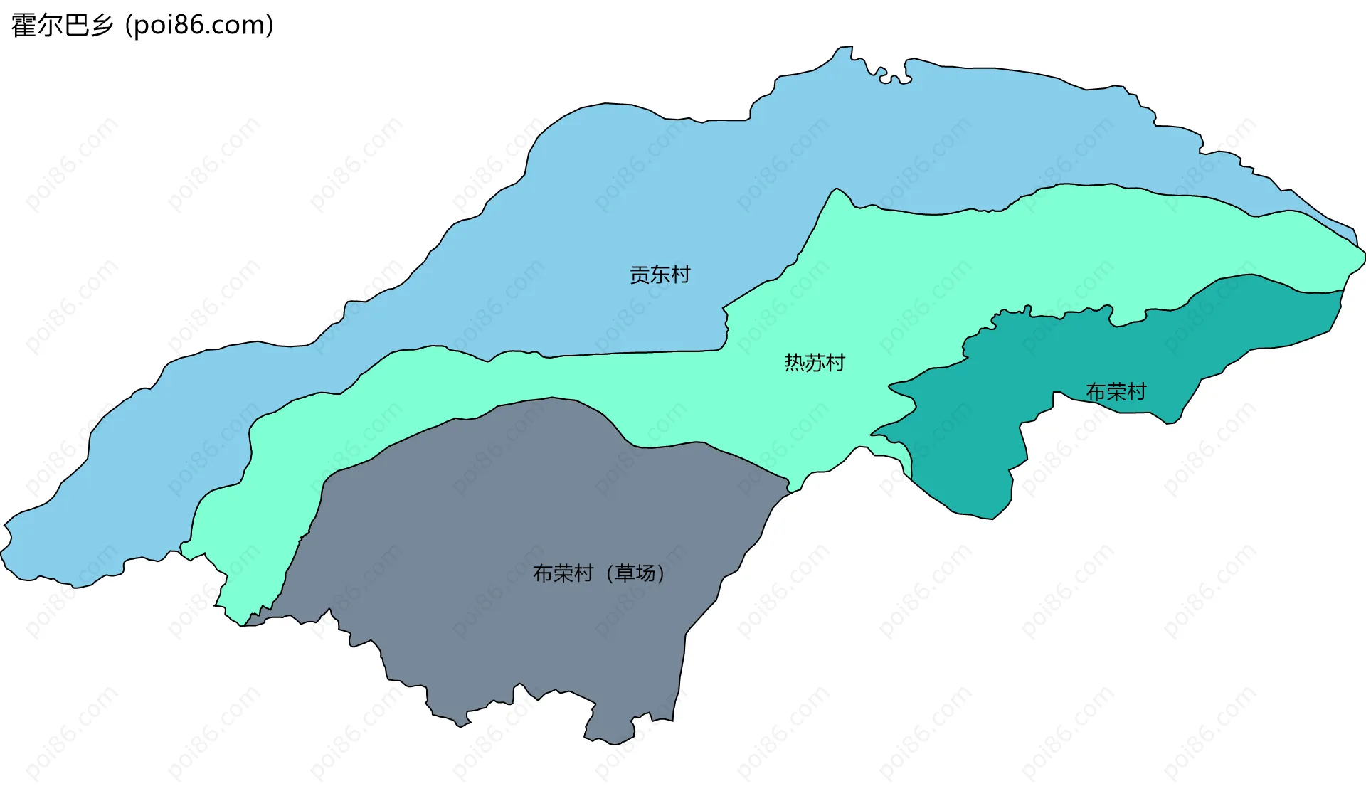 霍尔巴乡边界地图(五级行政区划)