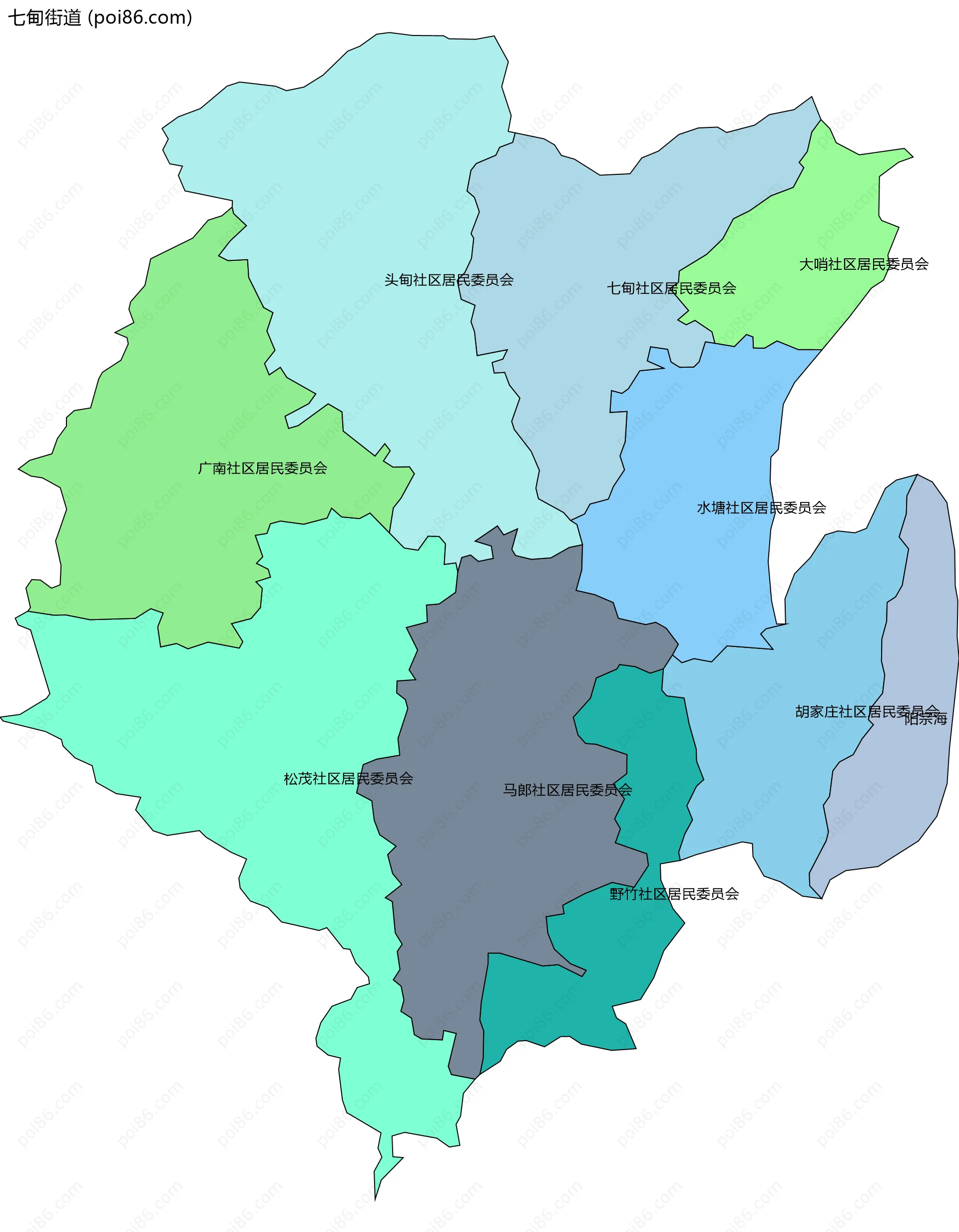 七甸街道边界地图(五级行政区划)