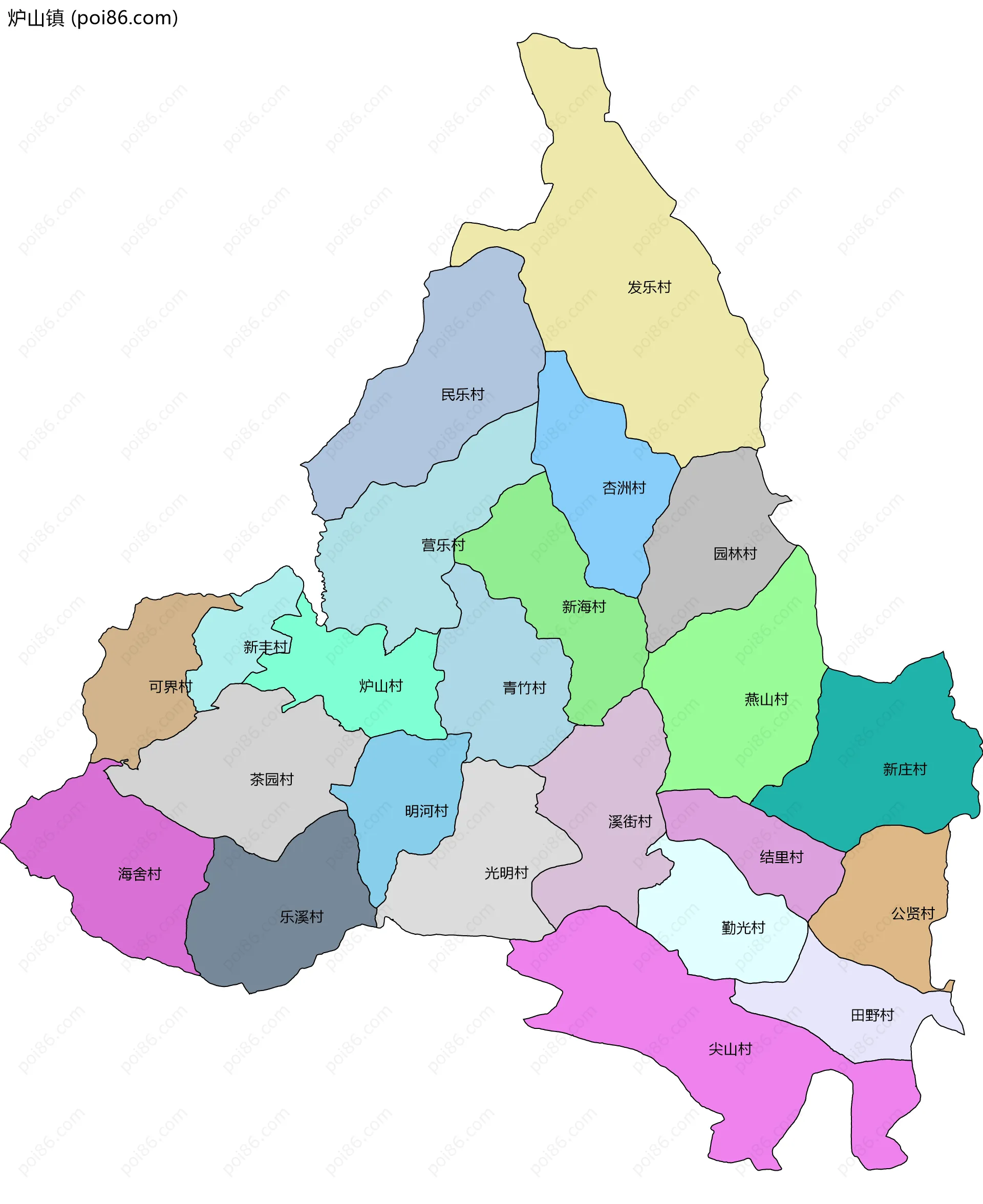 炉山镇边界地图(五级行政区划)