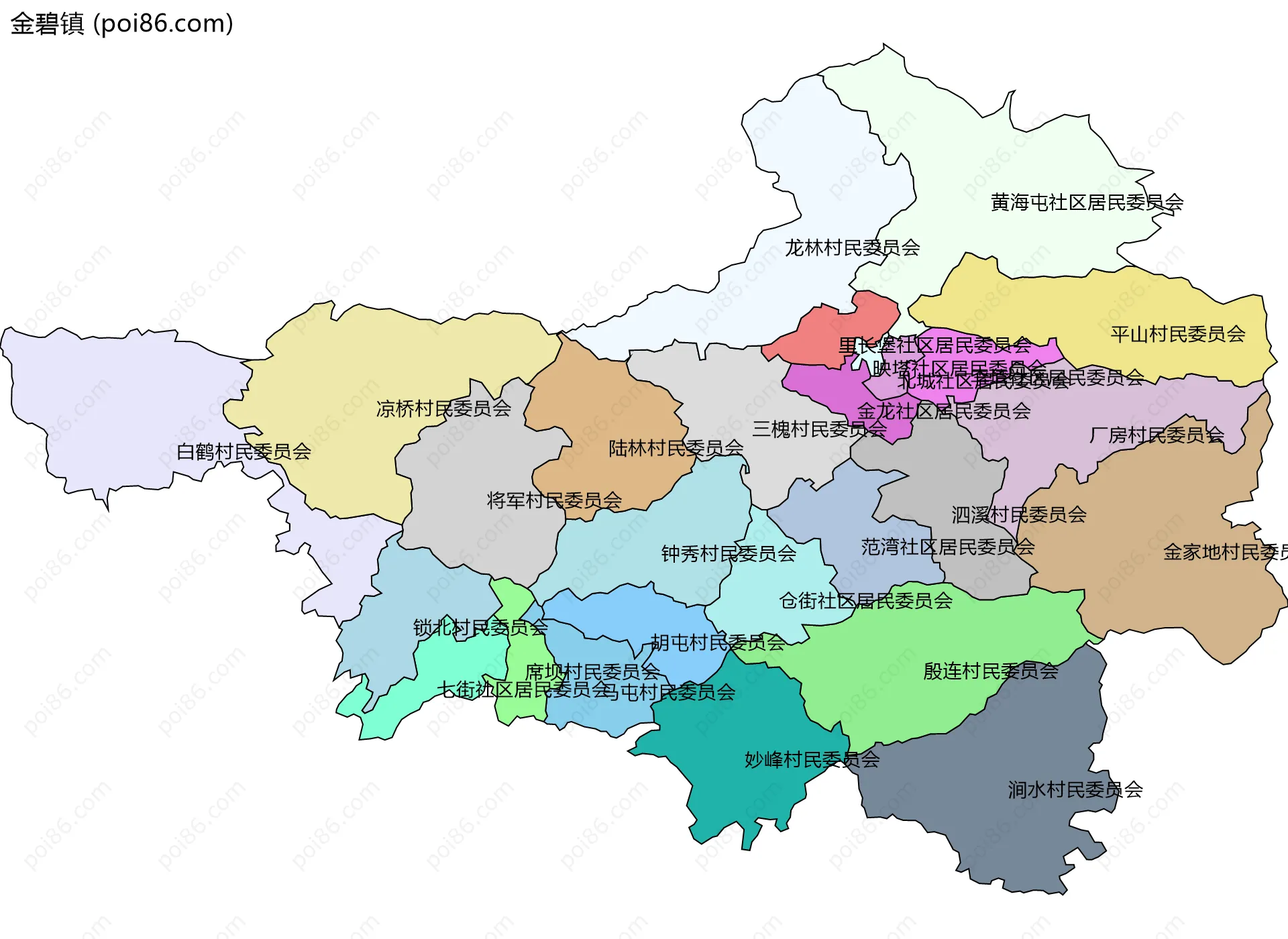 金碧镇边界地图(五级行政区划)