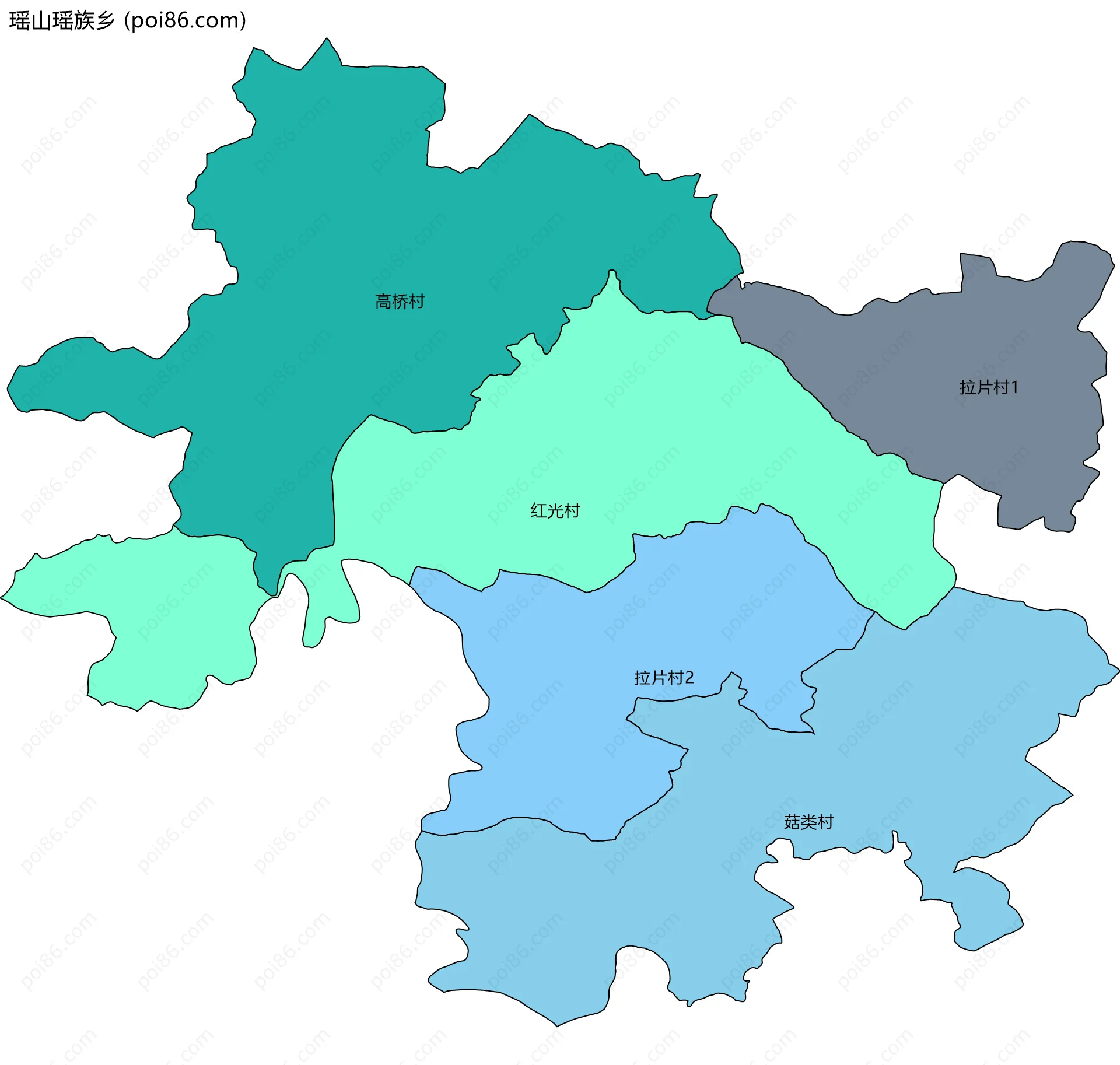瑶山瑶族乡边界地图(五级行政区划)