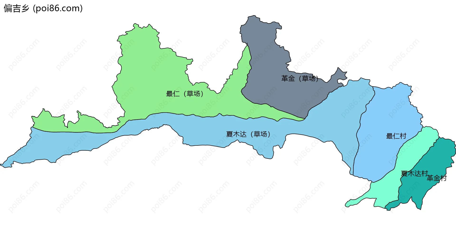 偏吉乡边界地图(五级行政区划)