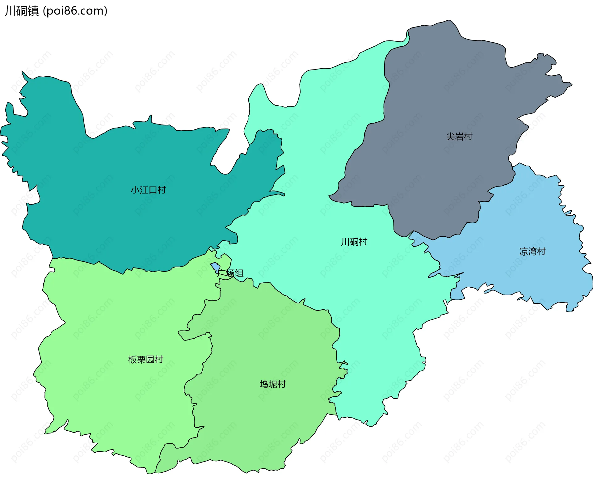 川硐镇边界地图(五级行政区划)