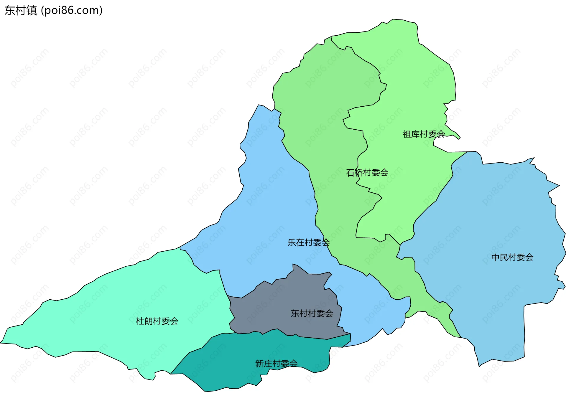 东村镇边界地图(五级行政区划)