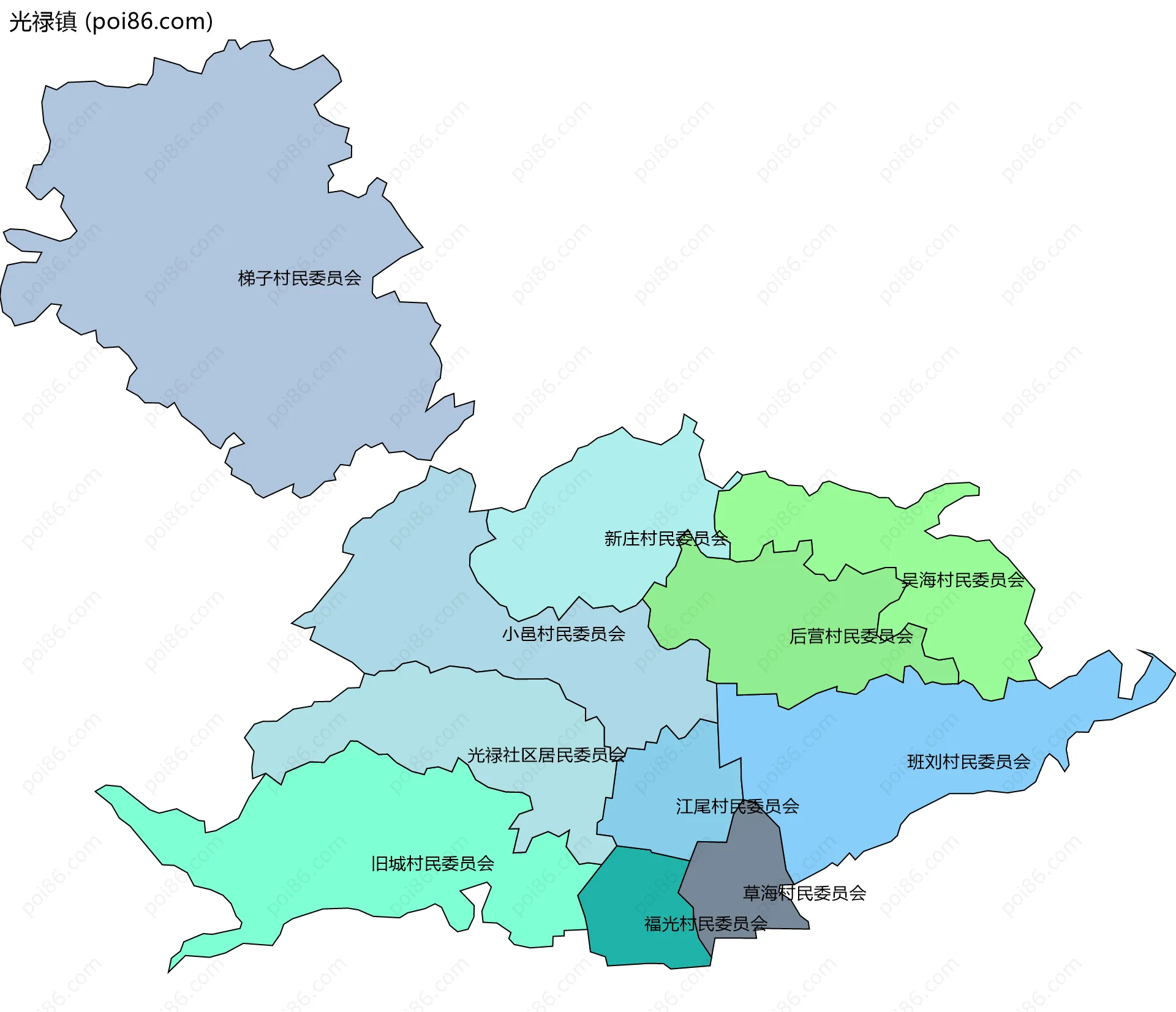 光禄镇边界地图(五级行政区划)