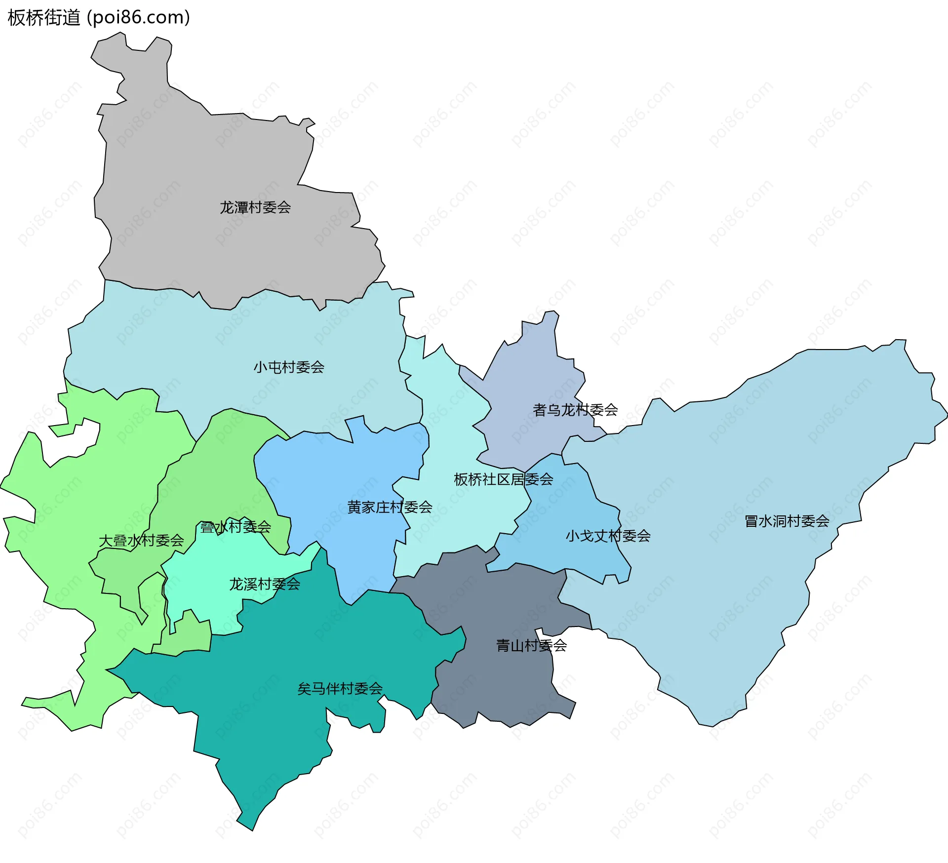 板桥街道边界地图(五级行政区划)