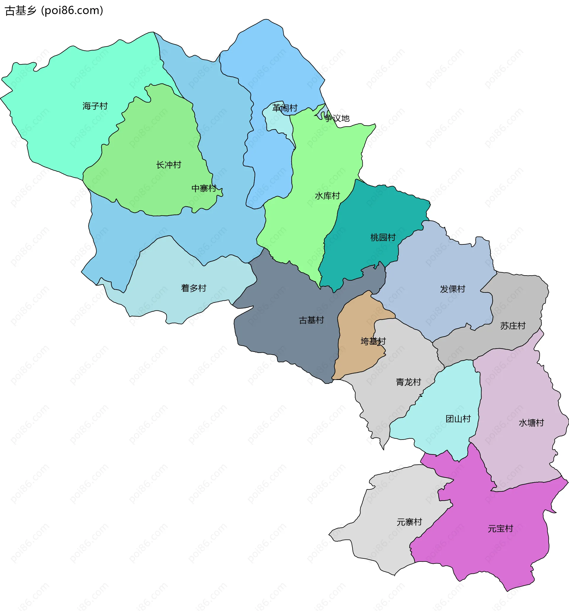 古基乡边界地图(五级行政区划)