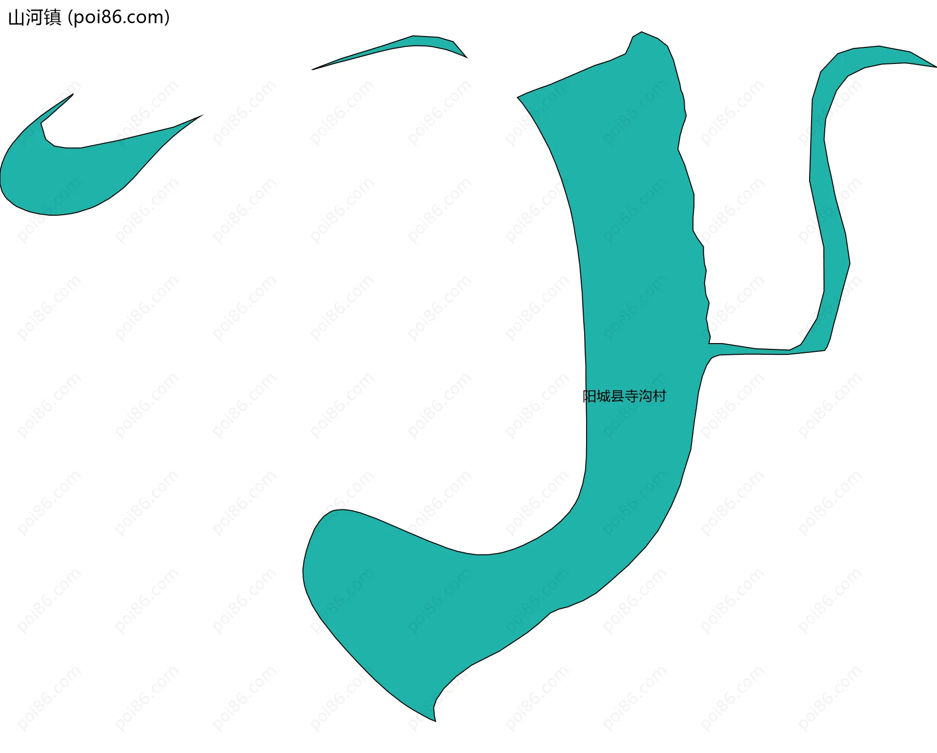 山河镇边界地图(五级行政区划)