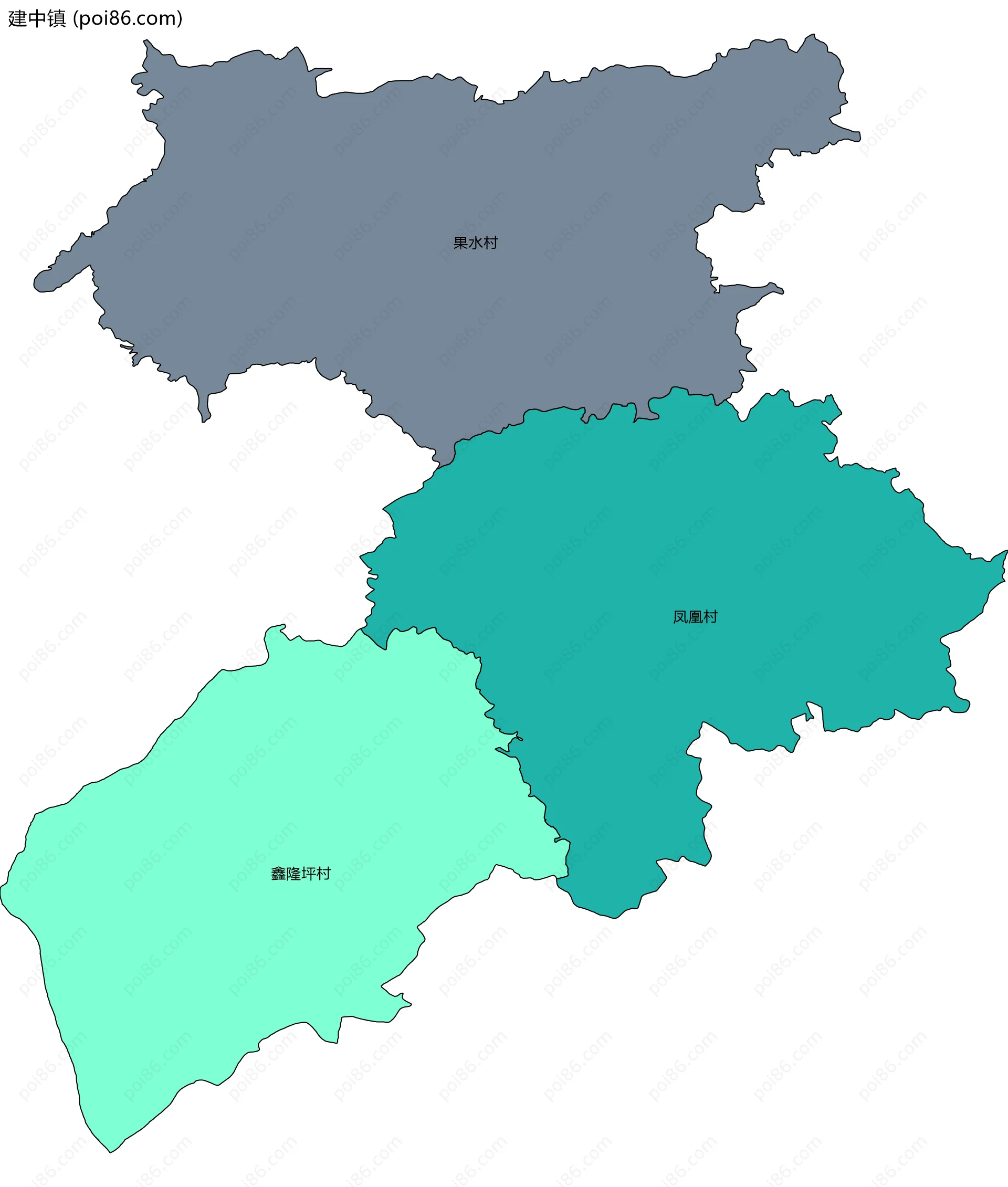 建中镇边界地图(五级行政区划)