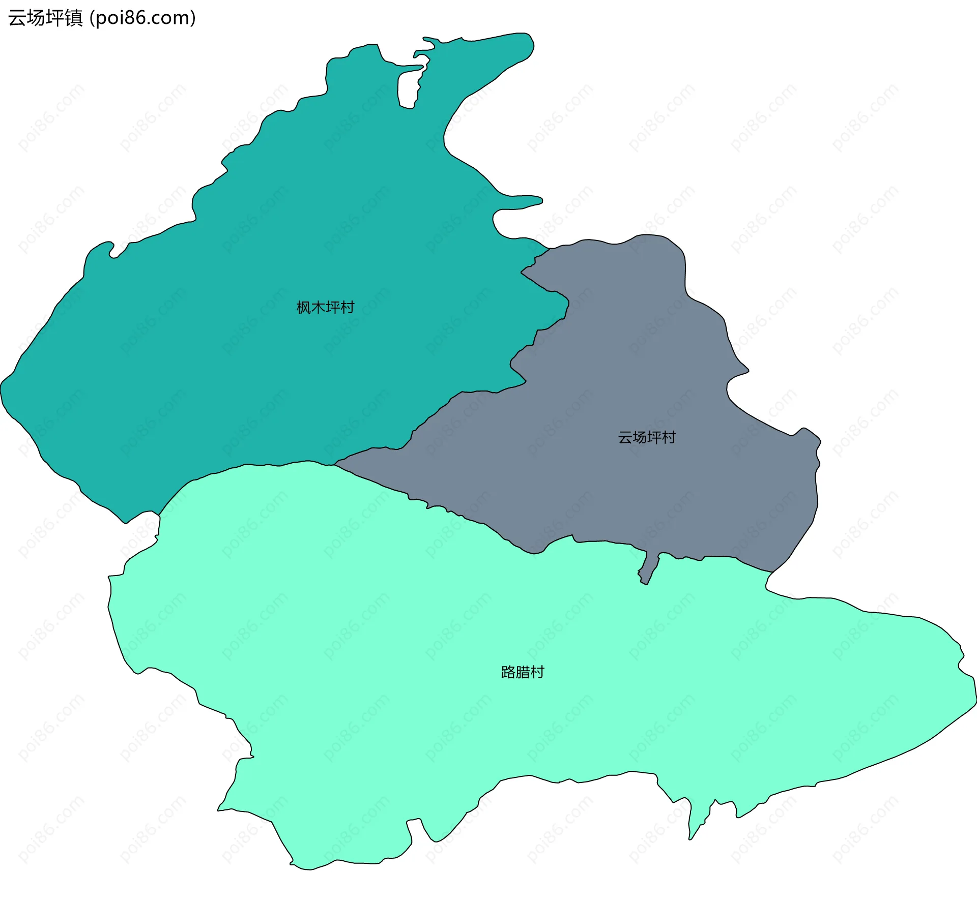 云场坪镇边界地图(五级行政区划)