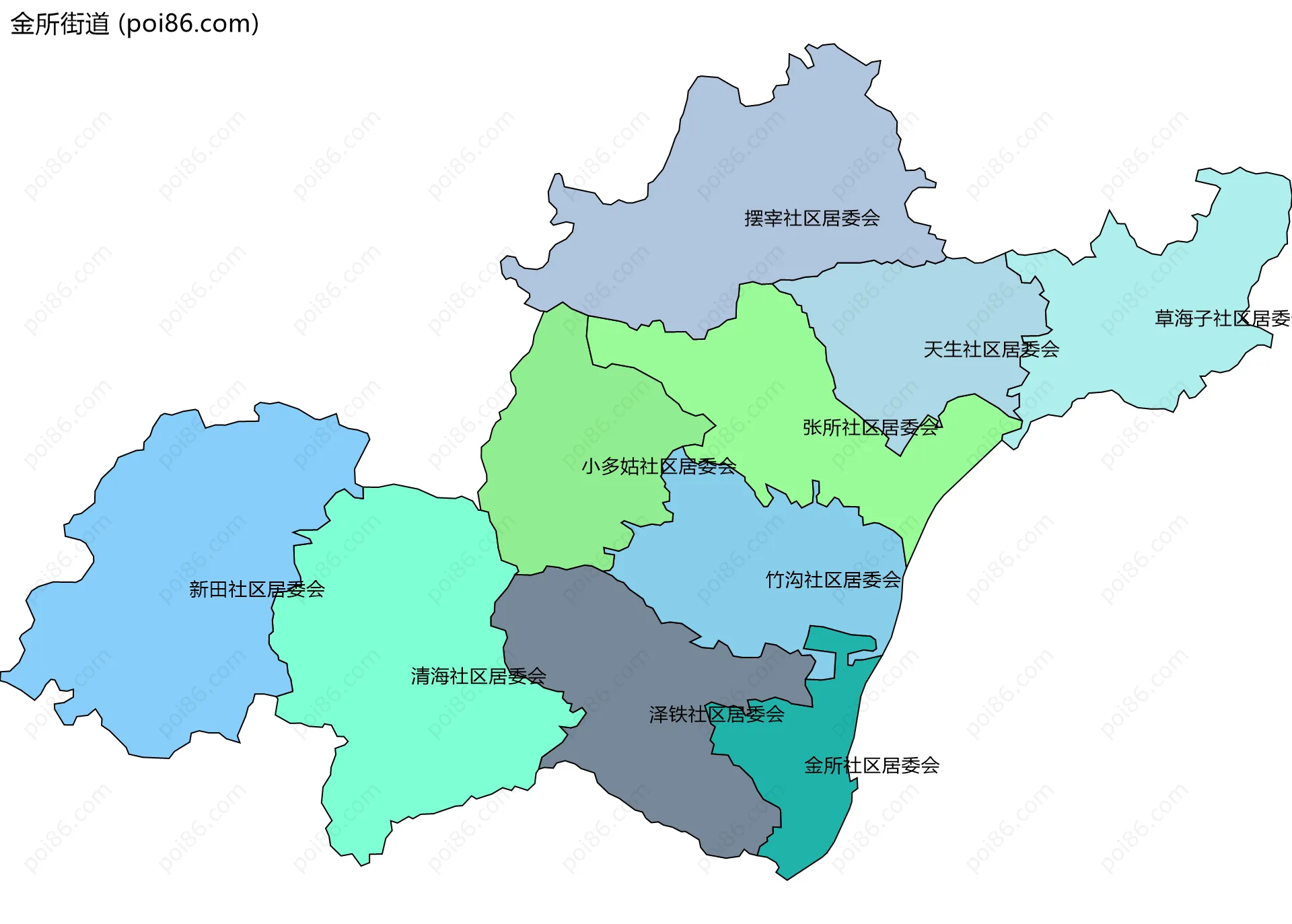 金所街道边界地图(五级行政区划)