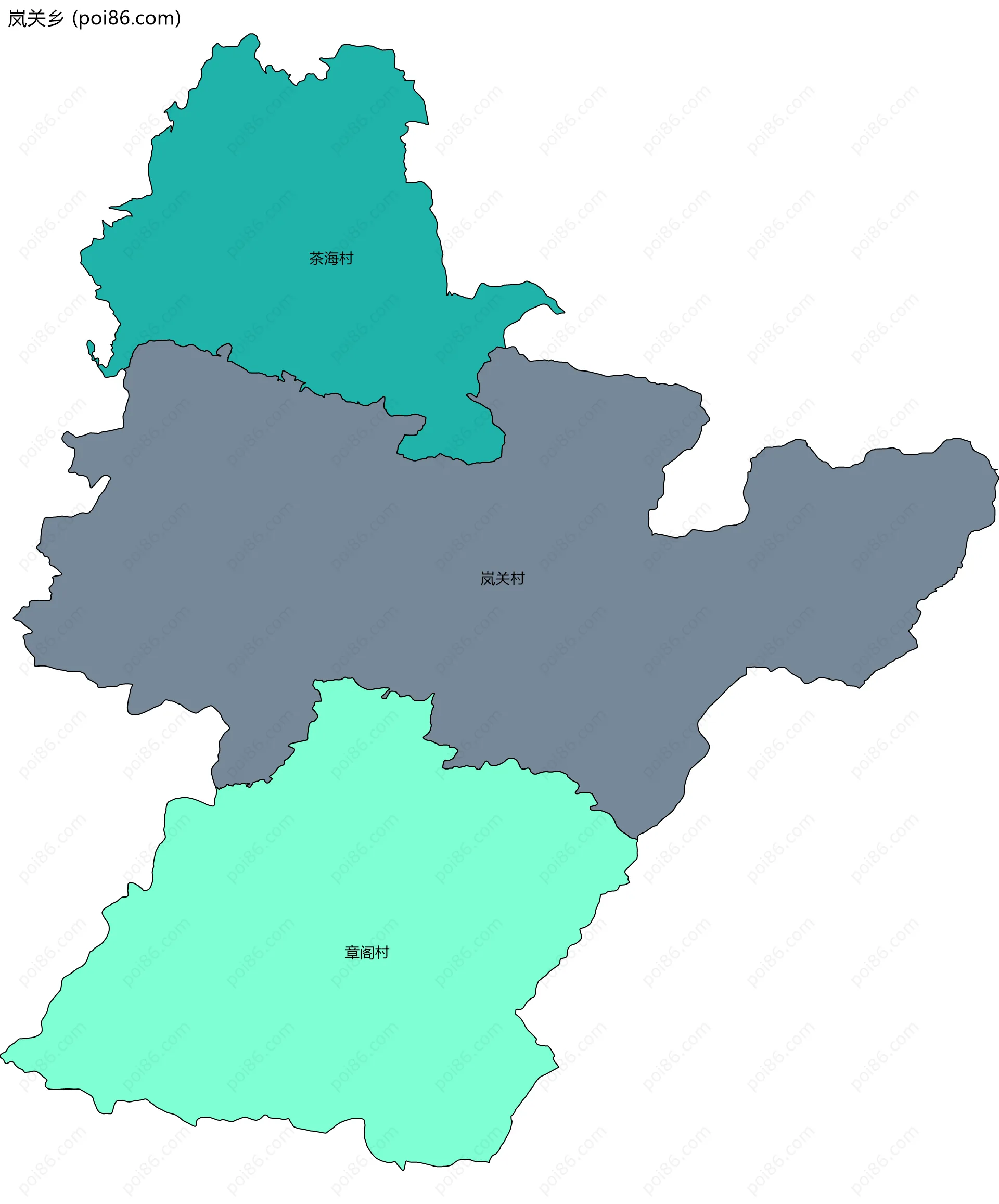 岚关乡边界地图(五级行政区划)