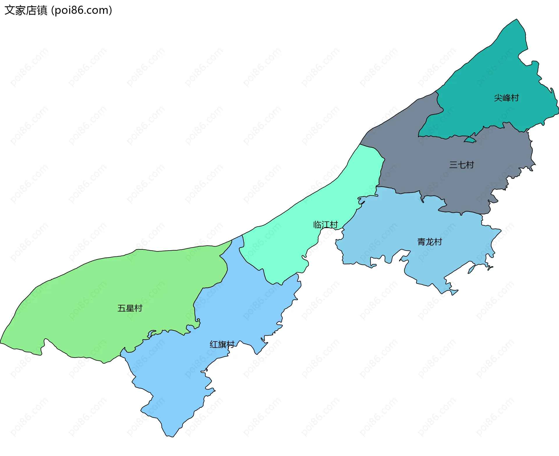 文家店镇边界地图(五级行政区划)